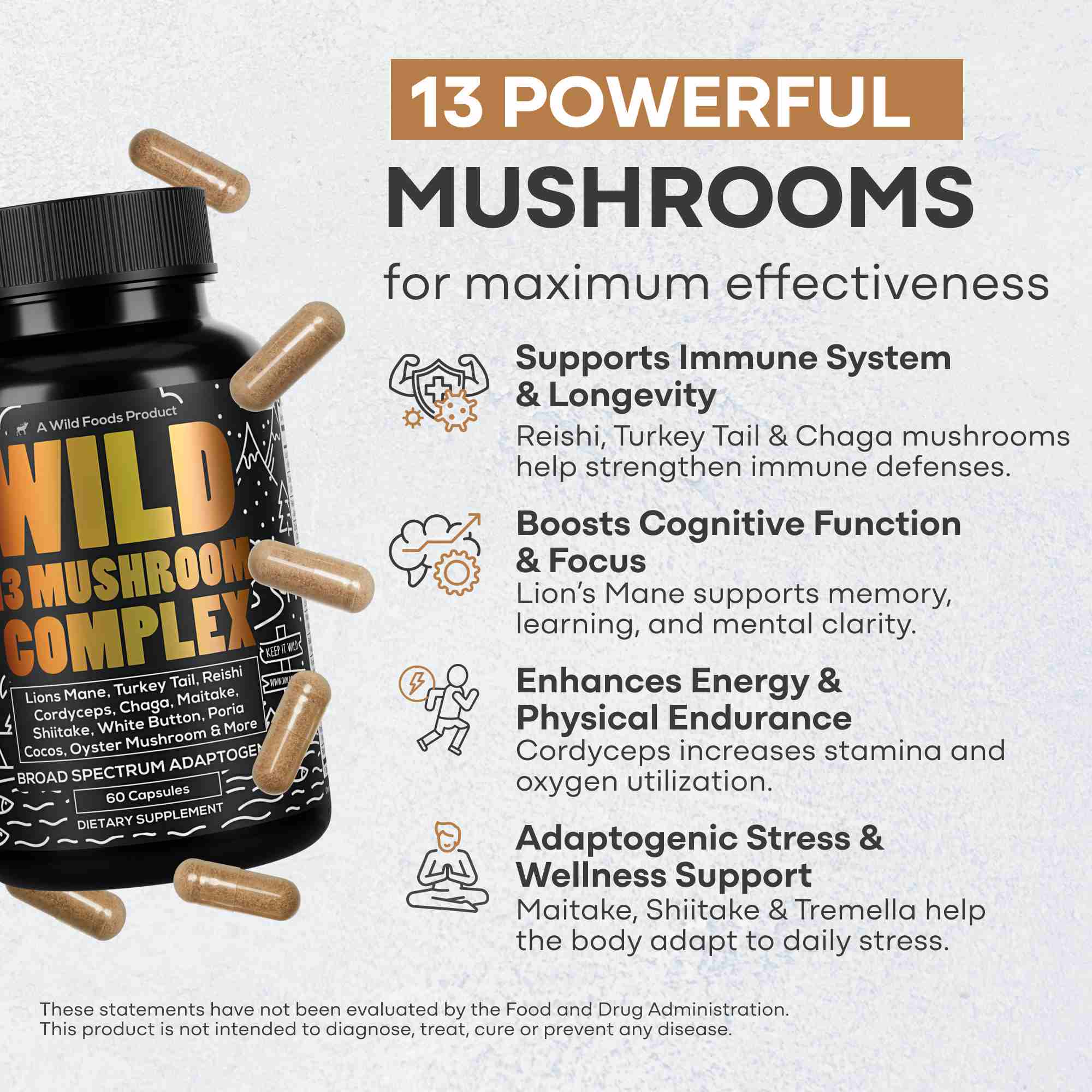 13 Mushroom Complex, 30 servings - Immunity and Longevity Support - Image 3