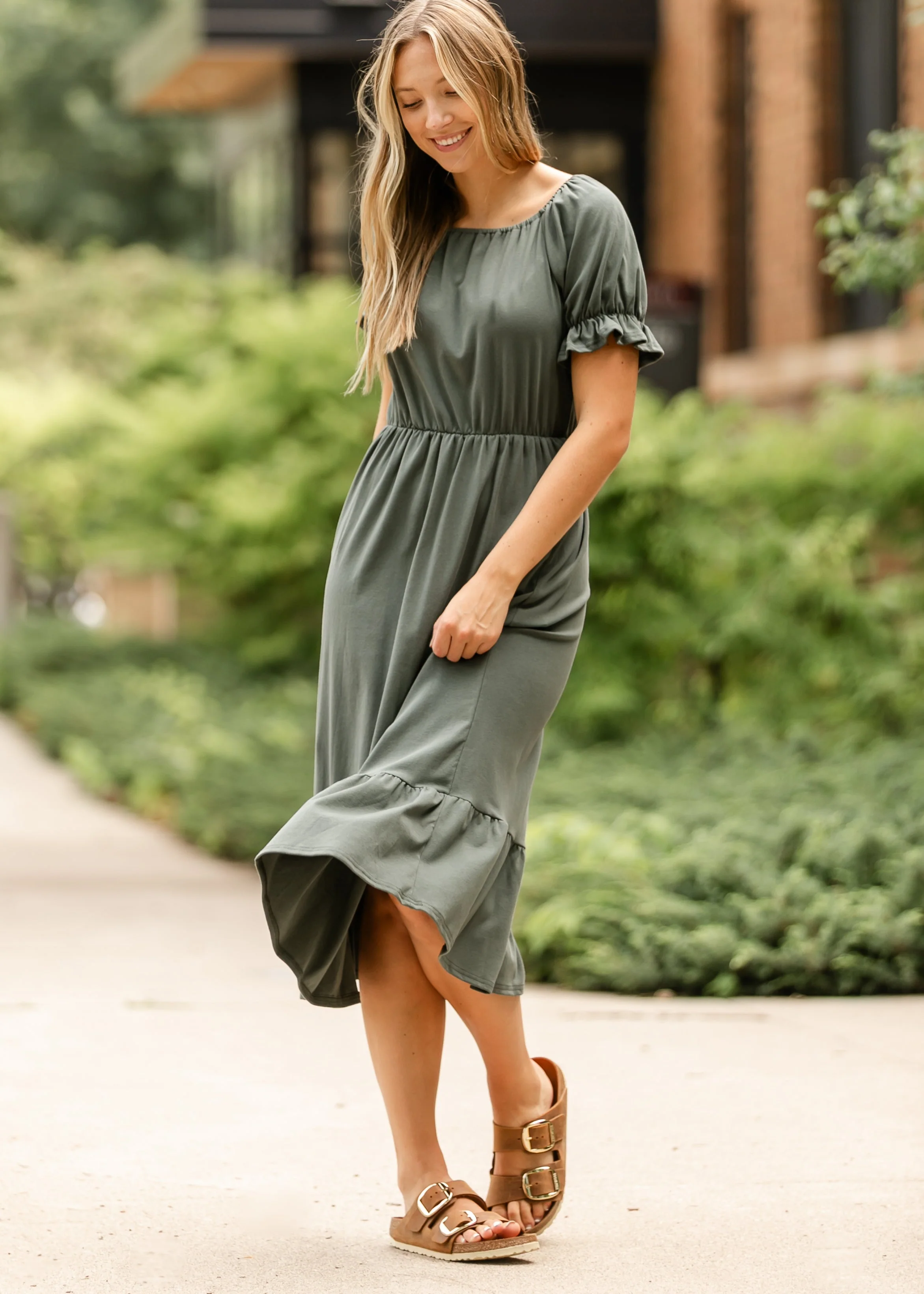 Amy Puff Sleeve Midi Dress - Image 3