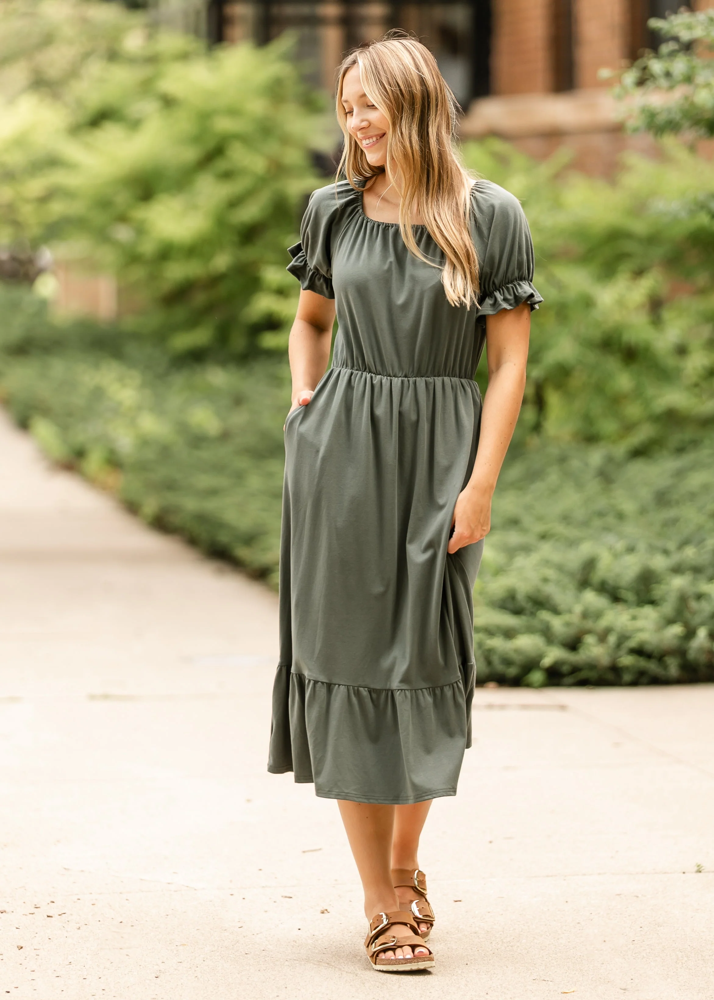 Amy Puff Sleeve Midi Dress - Image 6