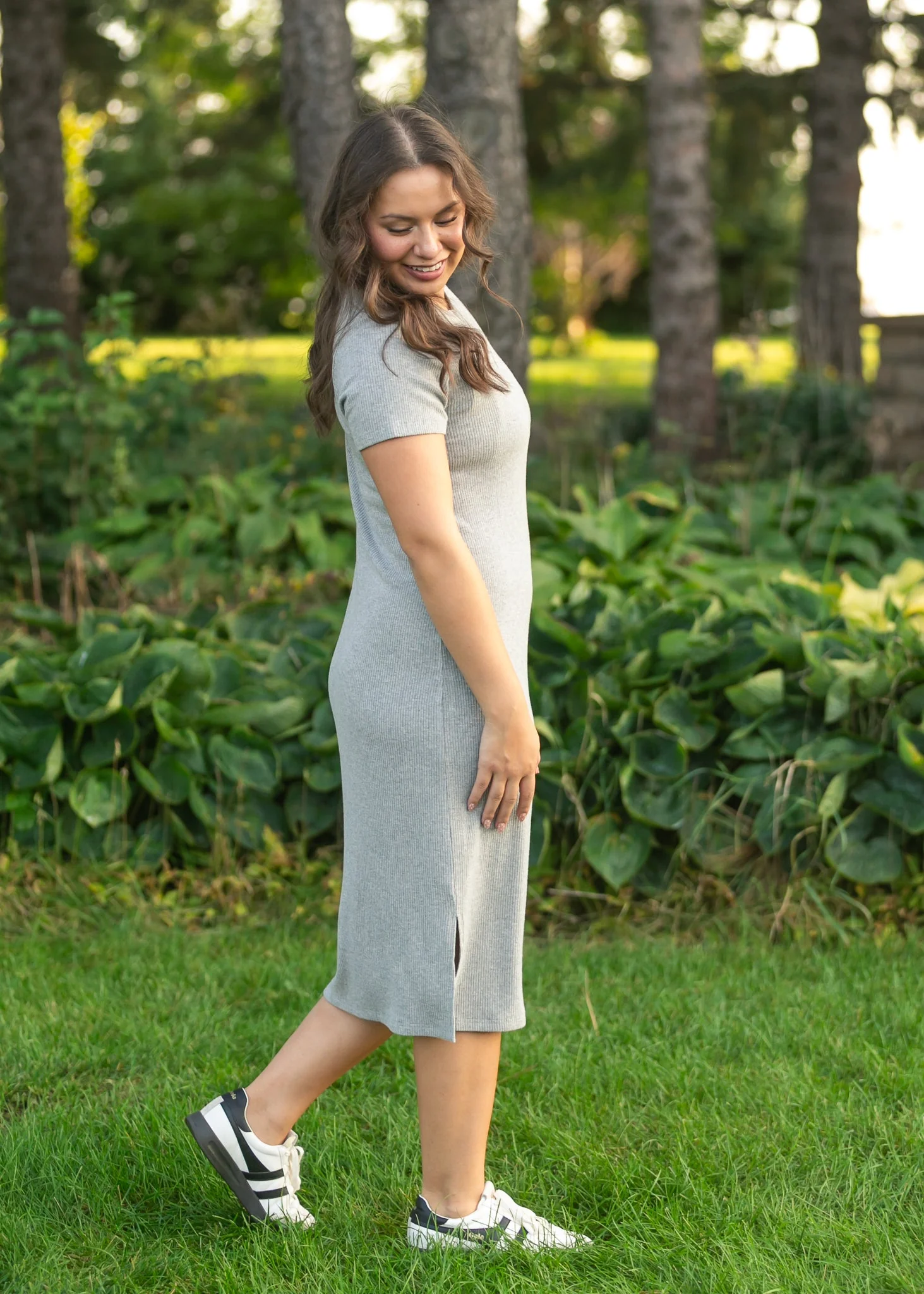 Baylor Gray Ribbed T-shirt Dress - Image 11