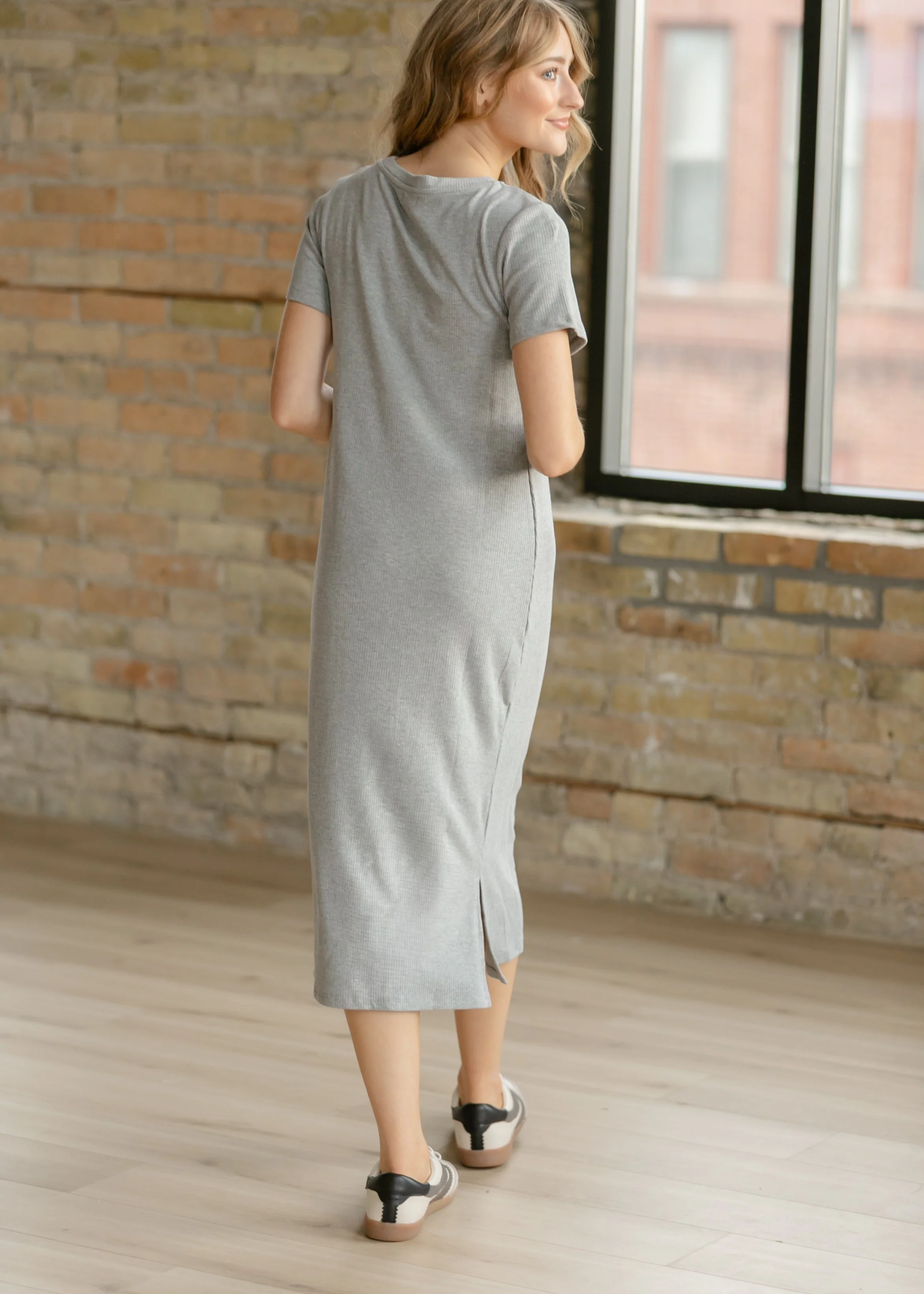 Baylor Gray Ribbed T-shirt Dress - Image 5