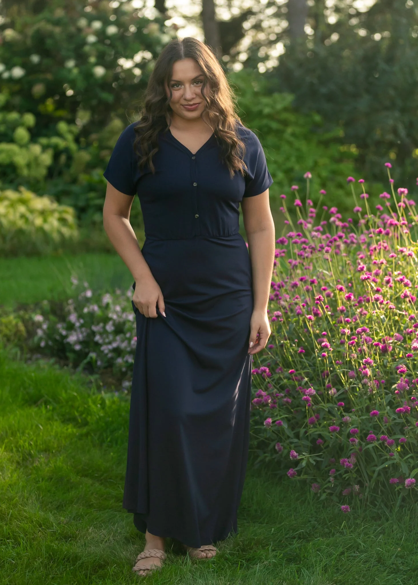 Ella Navy Cinched Waist Maxi Dress - Image 11
