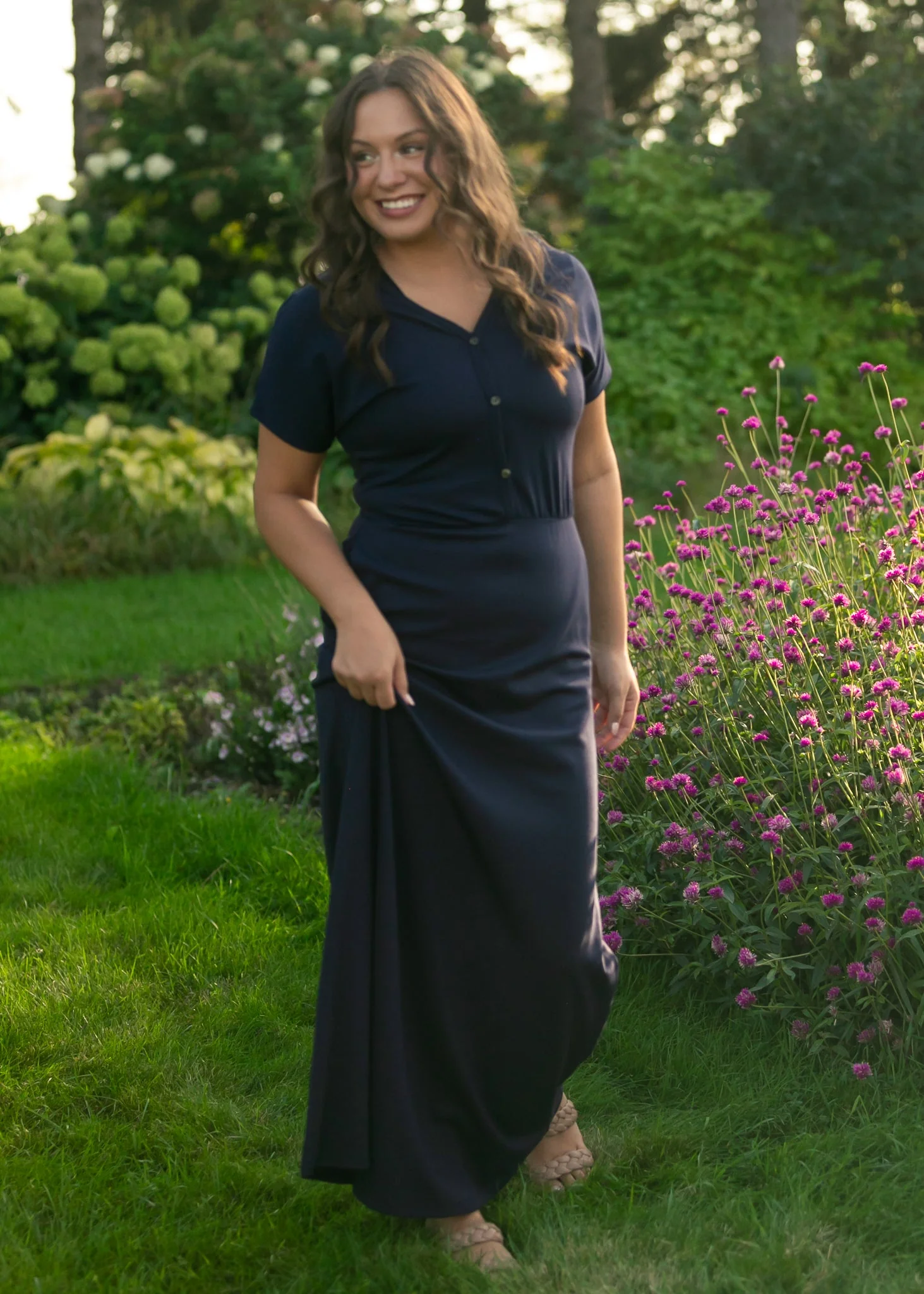 Ella Navy Cinched Waist Maxi Dress - Image 12