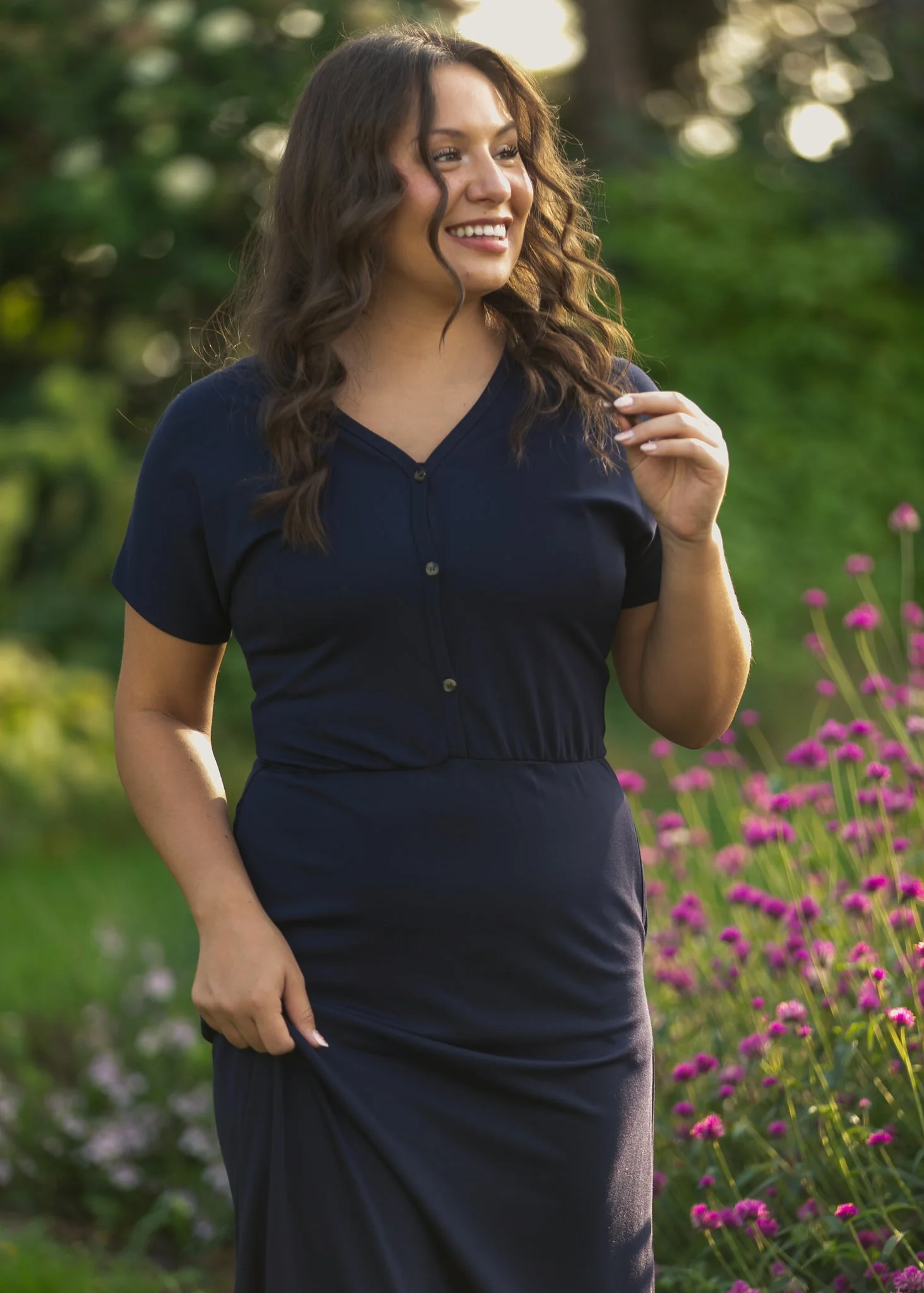 Ella Navy Cinched Waist Maxi Dress - Image 13