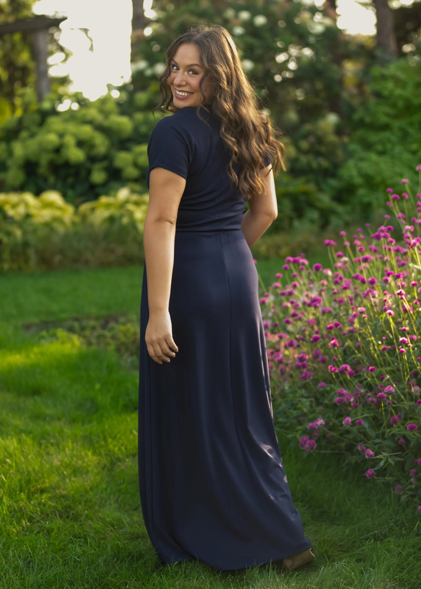 Ella Navy Cinched Waist Maxi Dress - Image 14