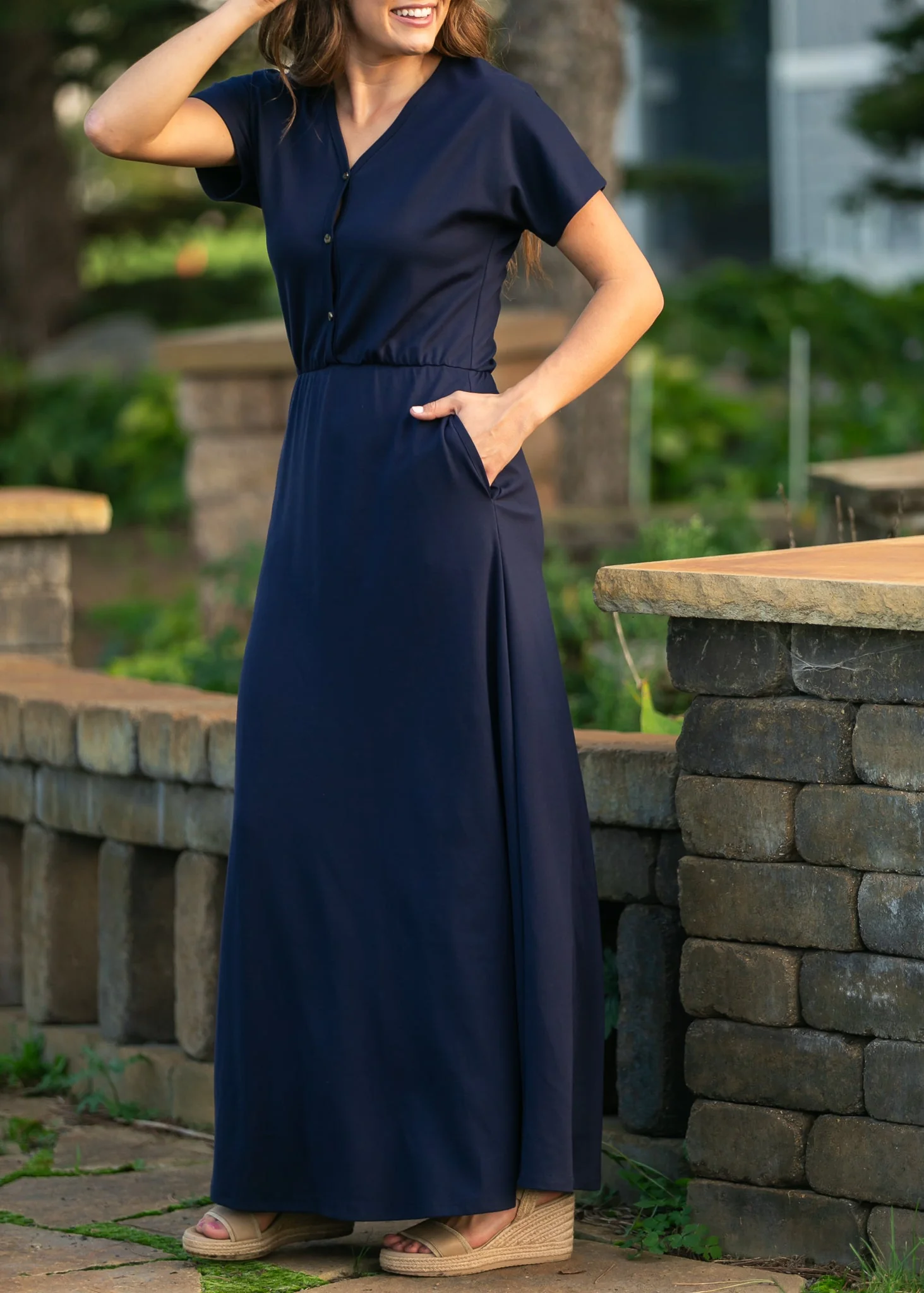 Ella Navy Cinched Waist Maxi Dress - Image 6