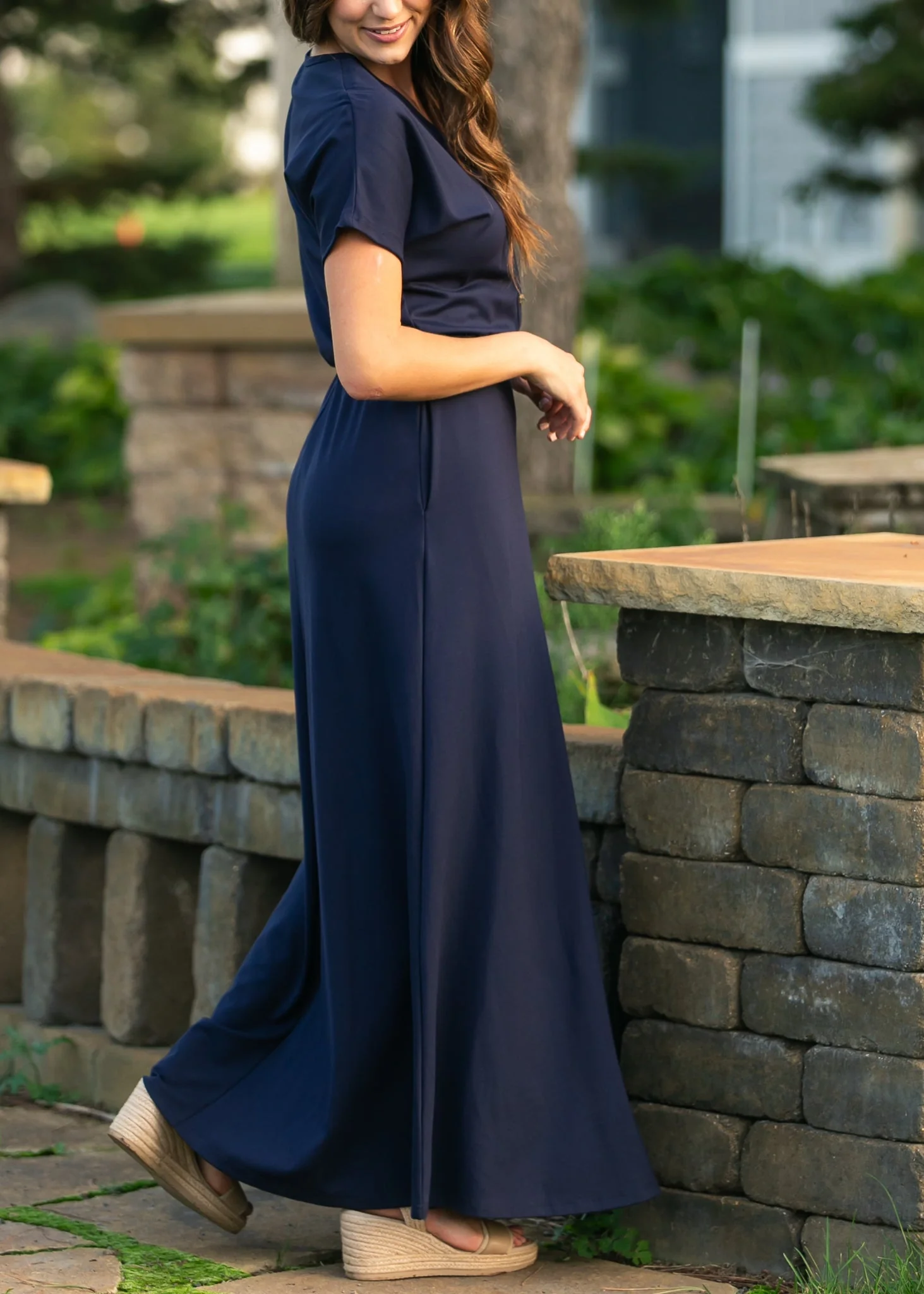 Ella Navy Cinched Waist Maxi Dress - Image 9