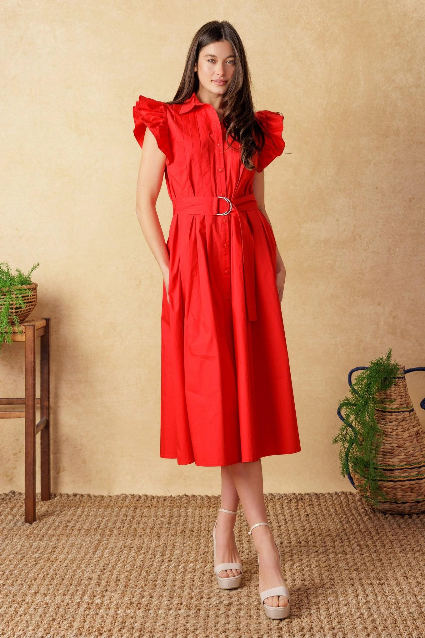 GLIMPSE IN TIME WOVEN MIDI DRESS - Image 10
