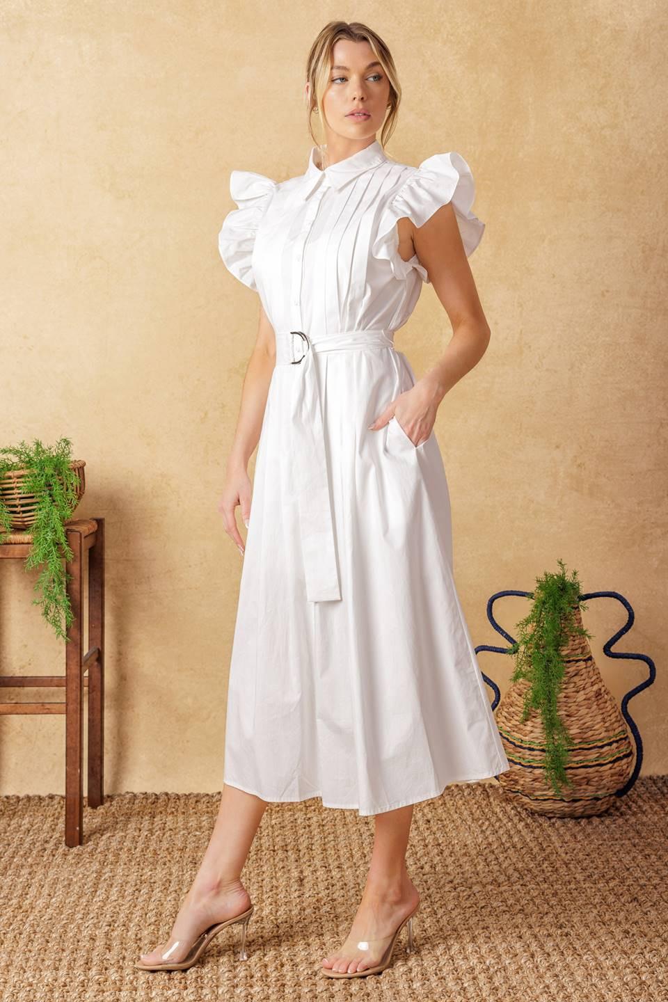 GLIMPSE IN TIME WOVEN MIDI DRESS - Image 19