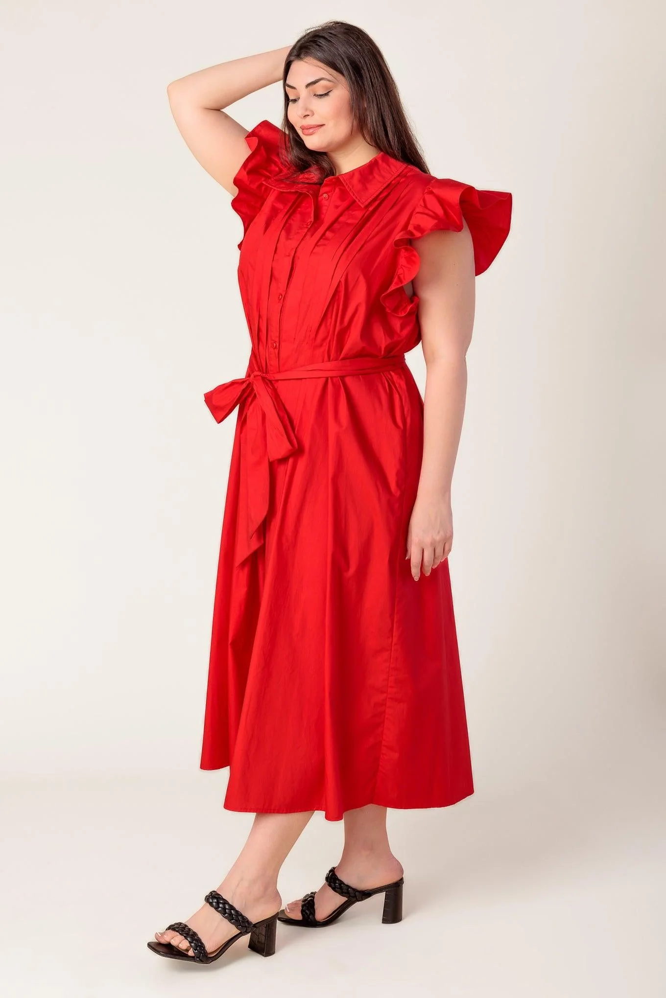 GLIMPSE IN TIME WOVEN MIDI DRESS - Image 25