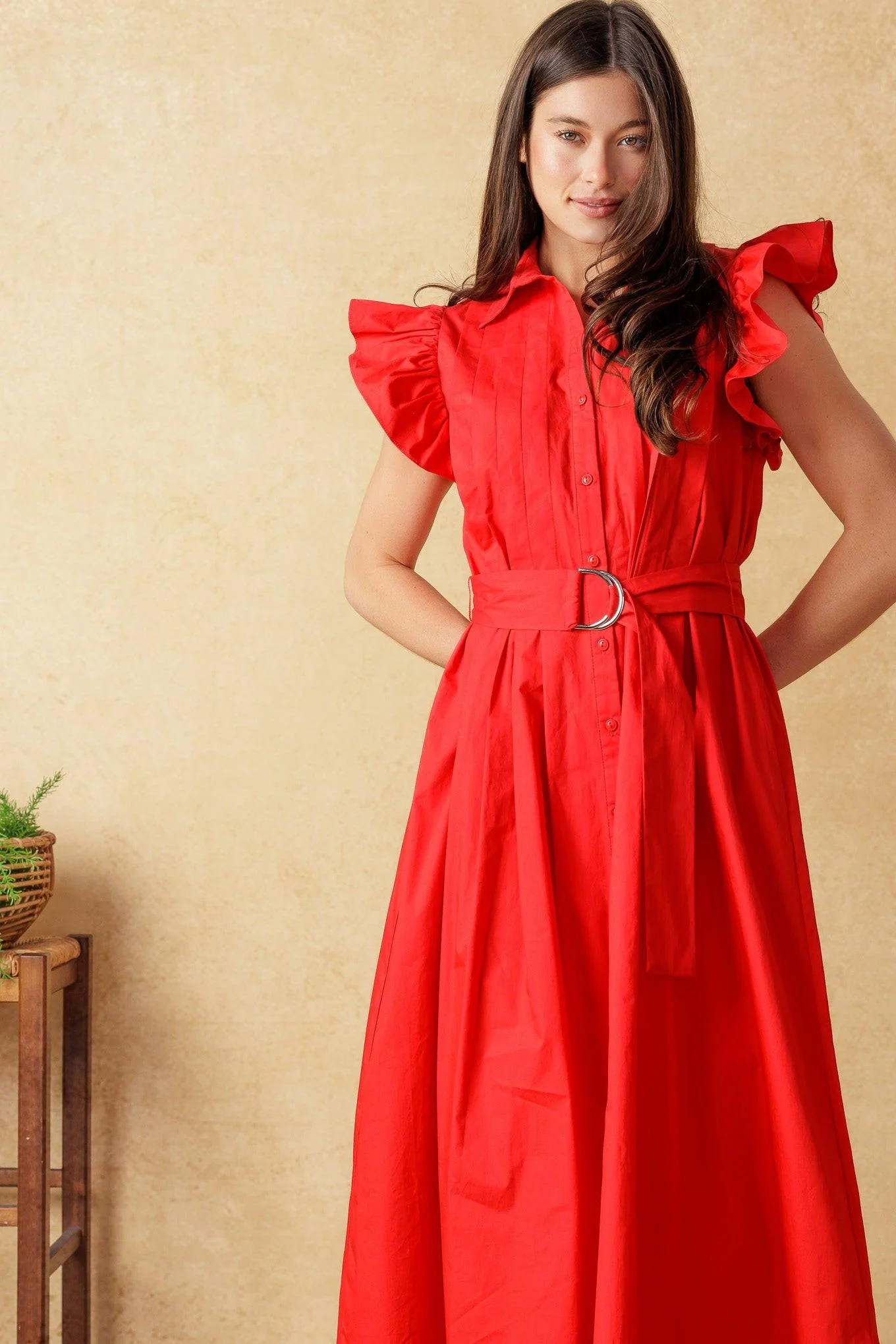 GLIMPSE IN TIME WOVEN MIDI DRESS - Image 4