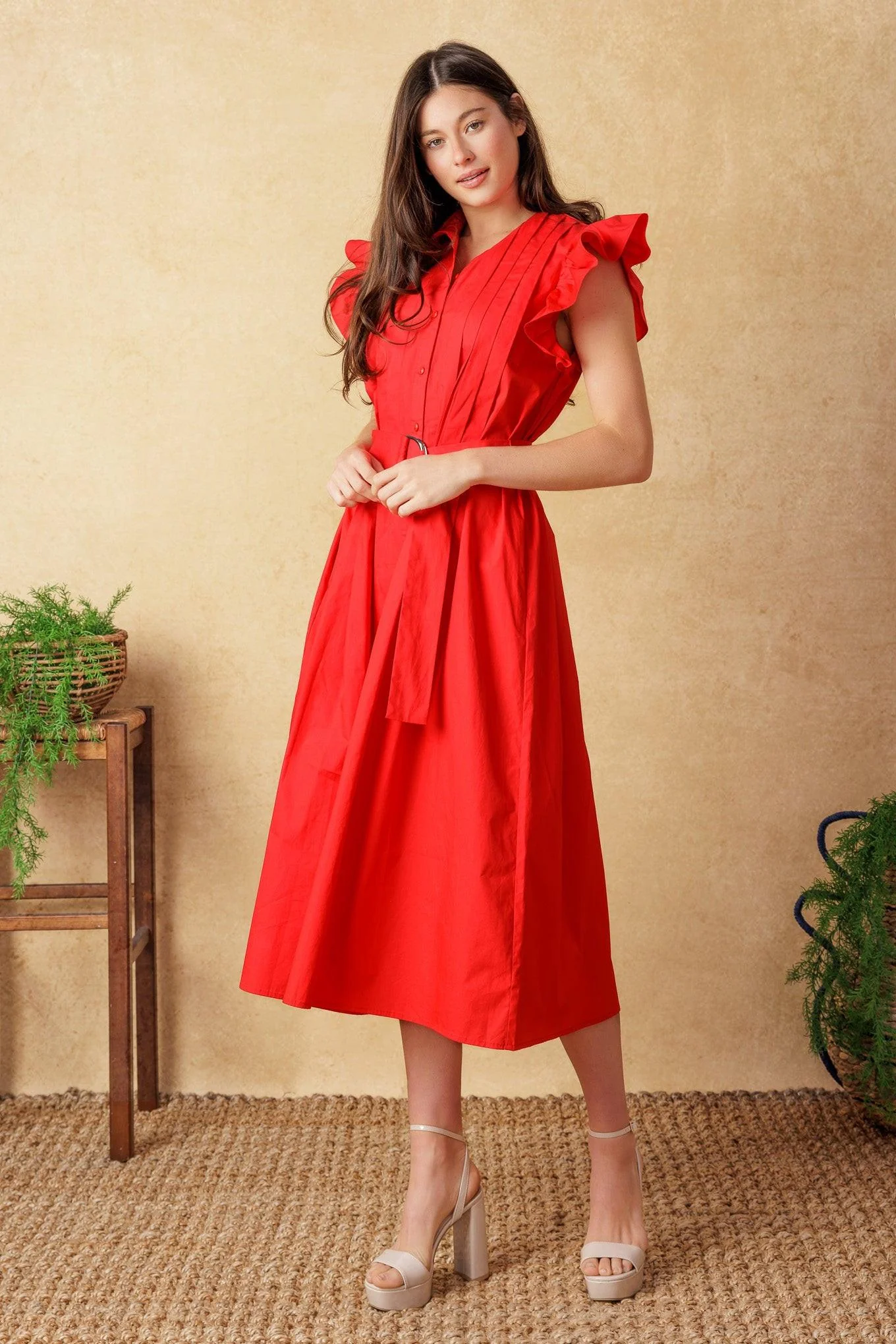 GLIMPSE IN TIME WOVEN MIDI DRESS - Image 5