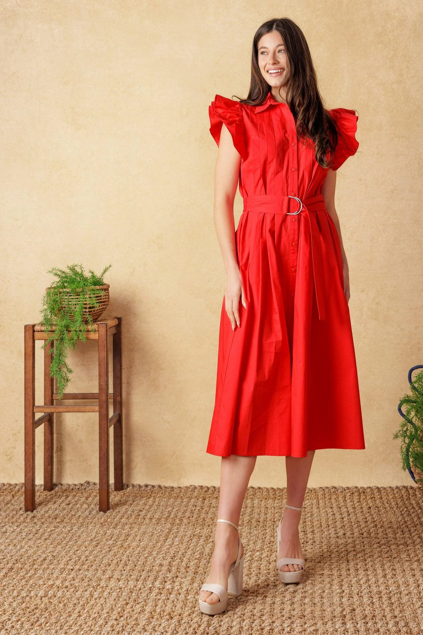 GLIMPSE IN TIME WOVEN MIDI DRESS - Image 7