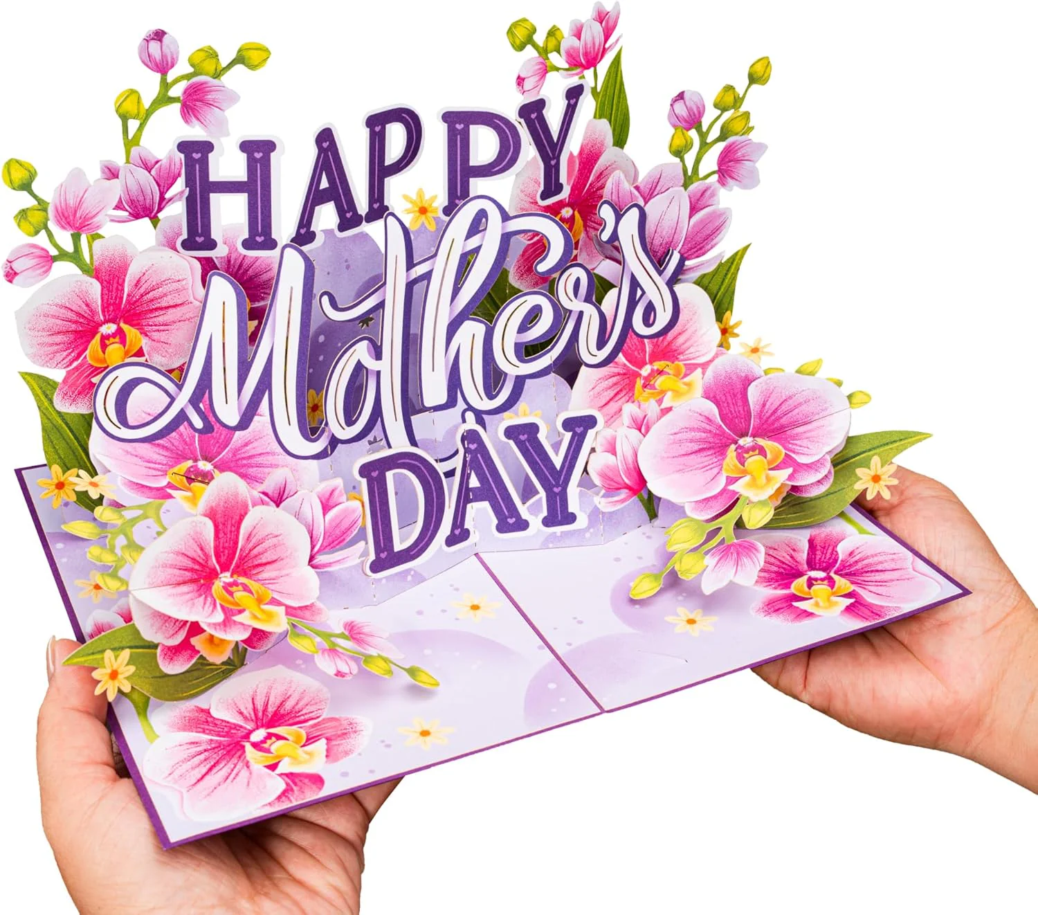 Happy Mothers Day Orchids Pop Up Card - 5" x 7" - Image 2