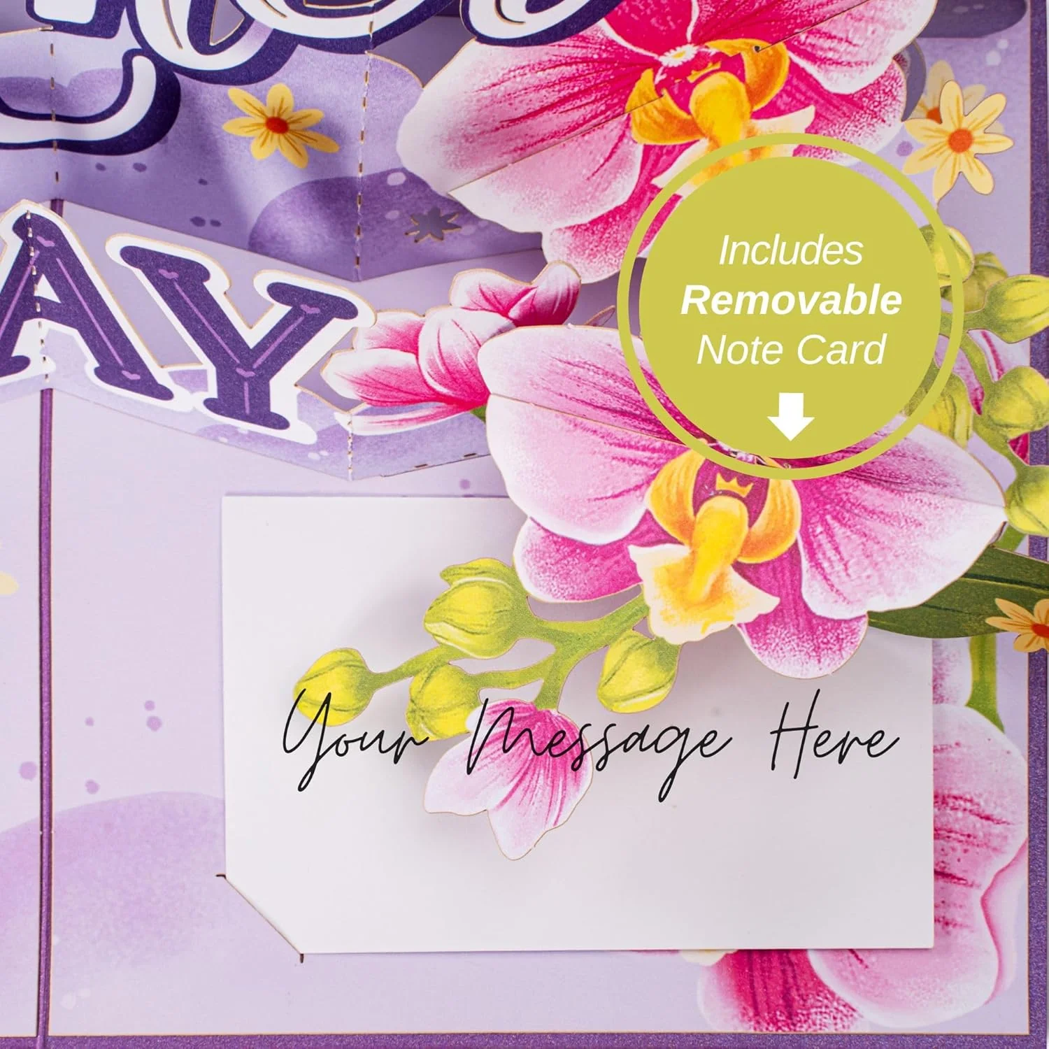Happy Mothers Day Orchids Pop Up Card - 5" x 7" - Image 5