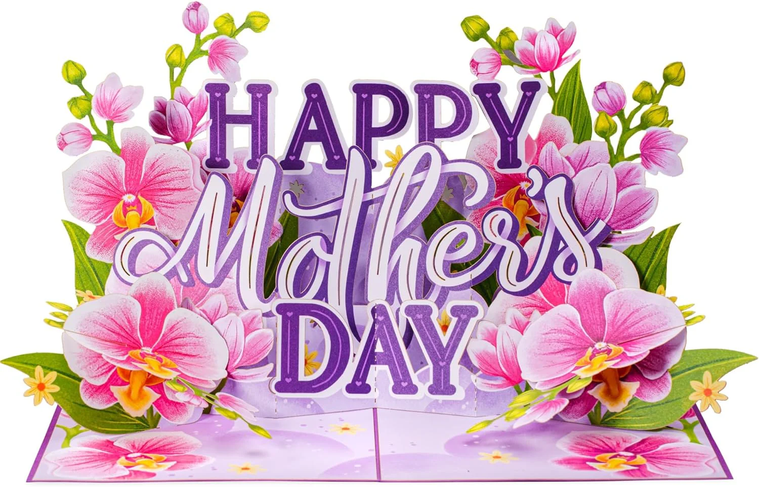 Happy Mothers Day Orchids Pop Up Card - 5" x 7" - Image 6