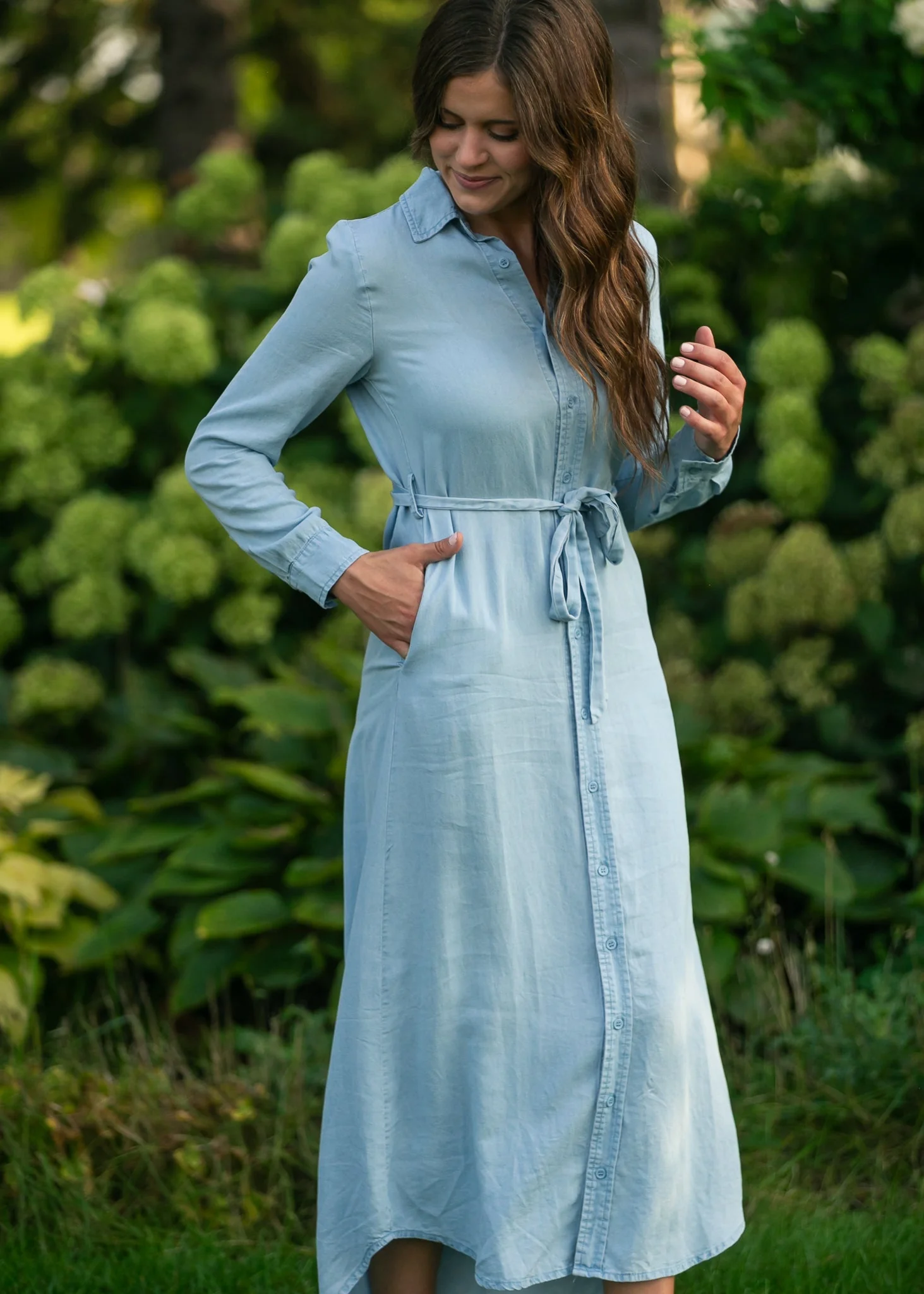 Hazel Chambray Long Sleeve Dress - Image 11