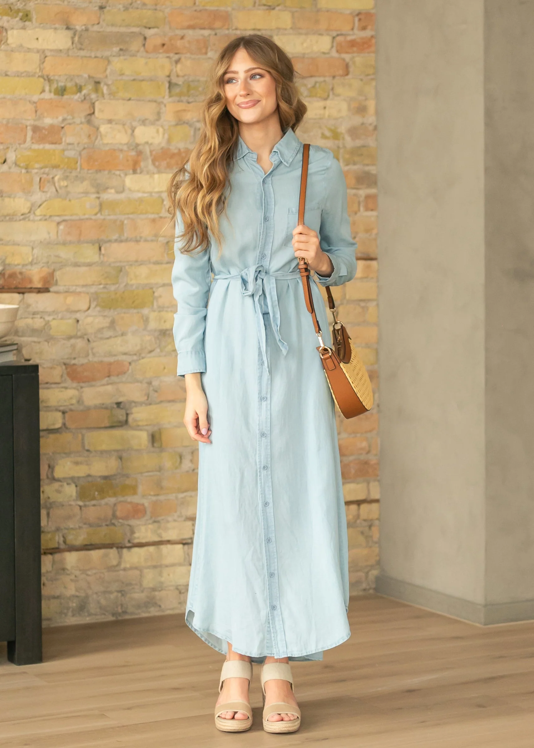 Hazel Chambray Long Sleeve Dress - Image 2