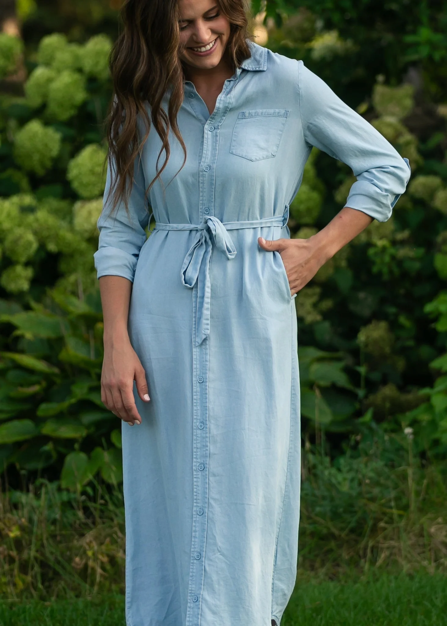 Hazel Chambray Long Sleeve Dress - Image 3