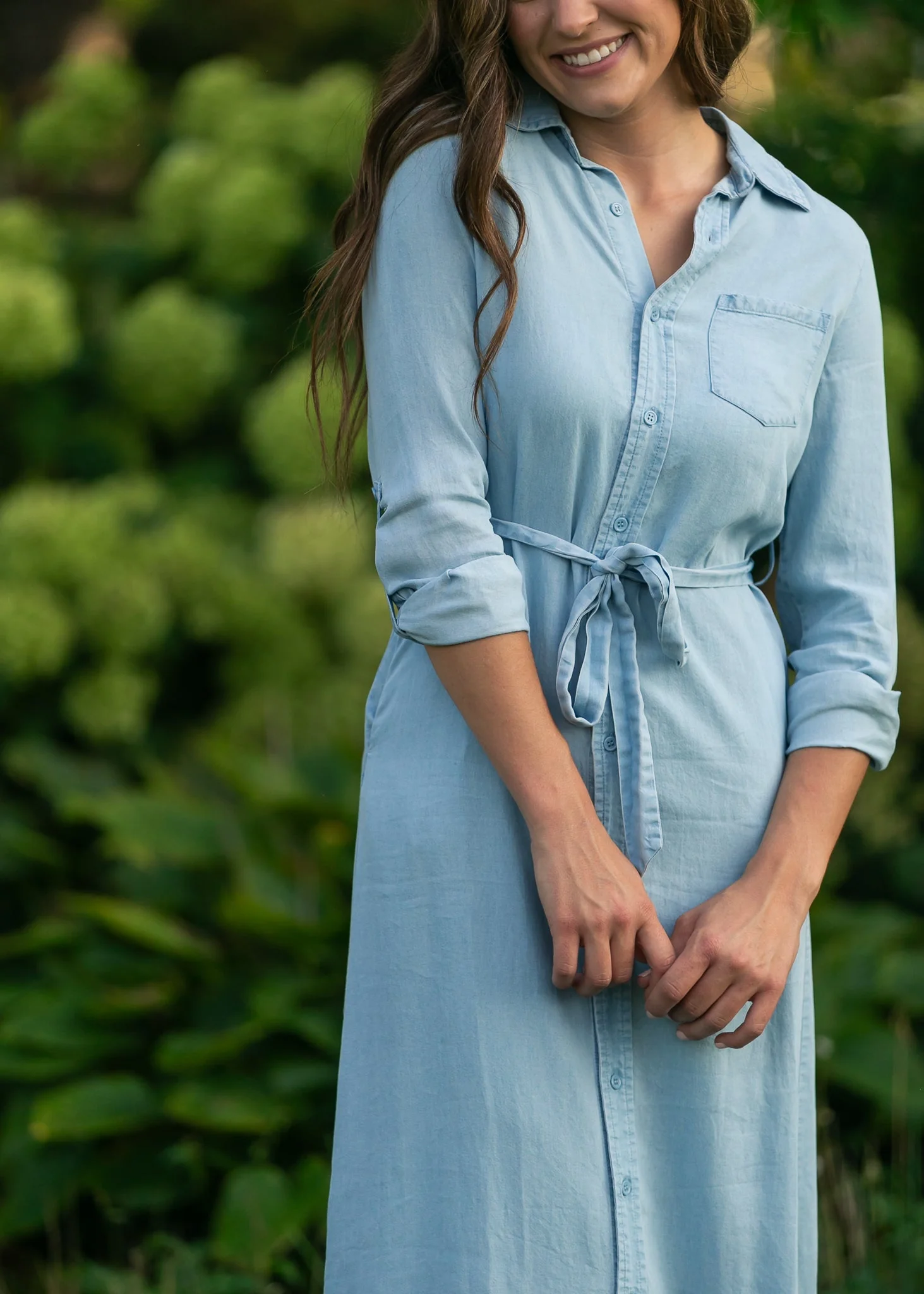 Hazel Chambray Long Sleeve Dress - Image 4