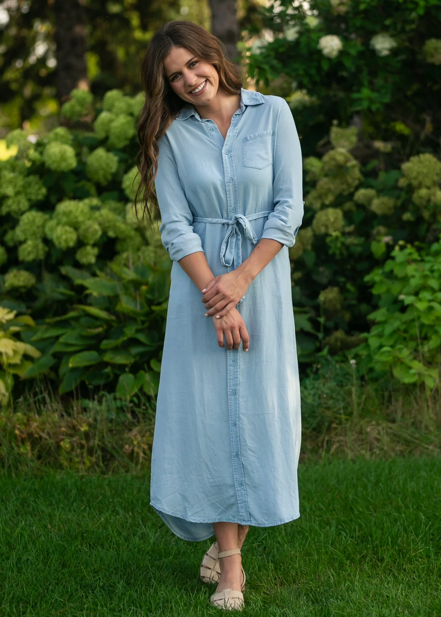 Hazel Chambray Long Sleeve Dress - Image 6