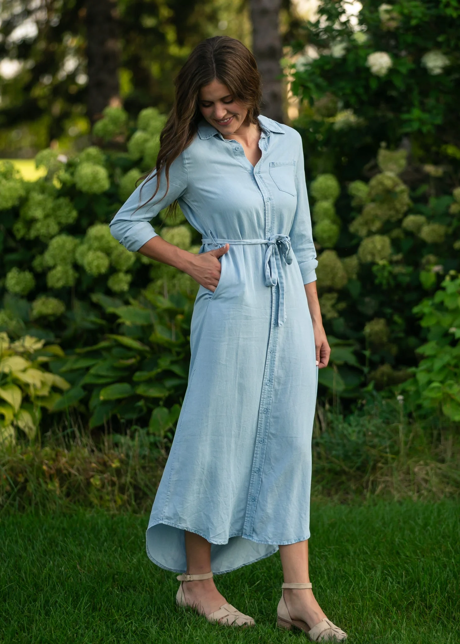 Hazel Chambray Long Sleeve Dress - Image 8