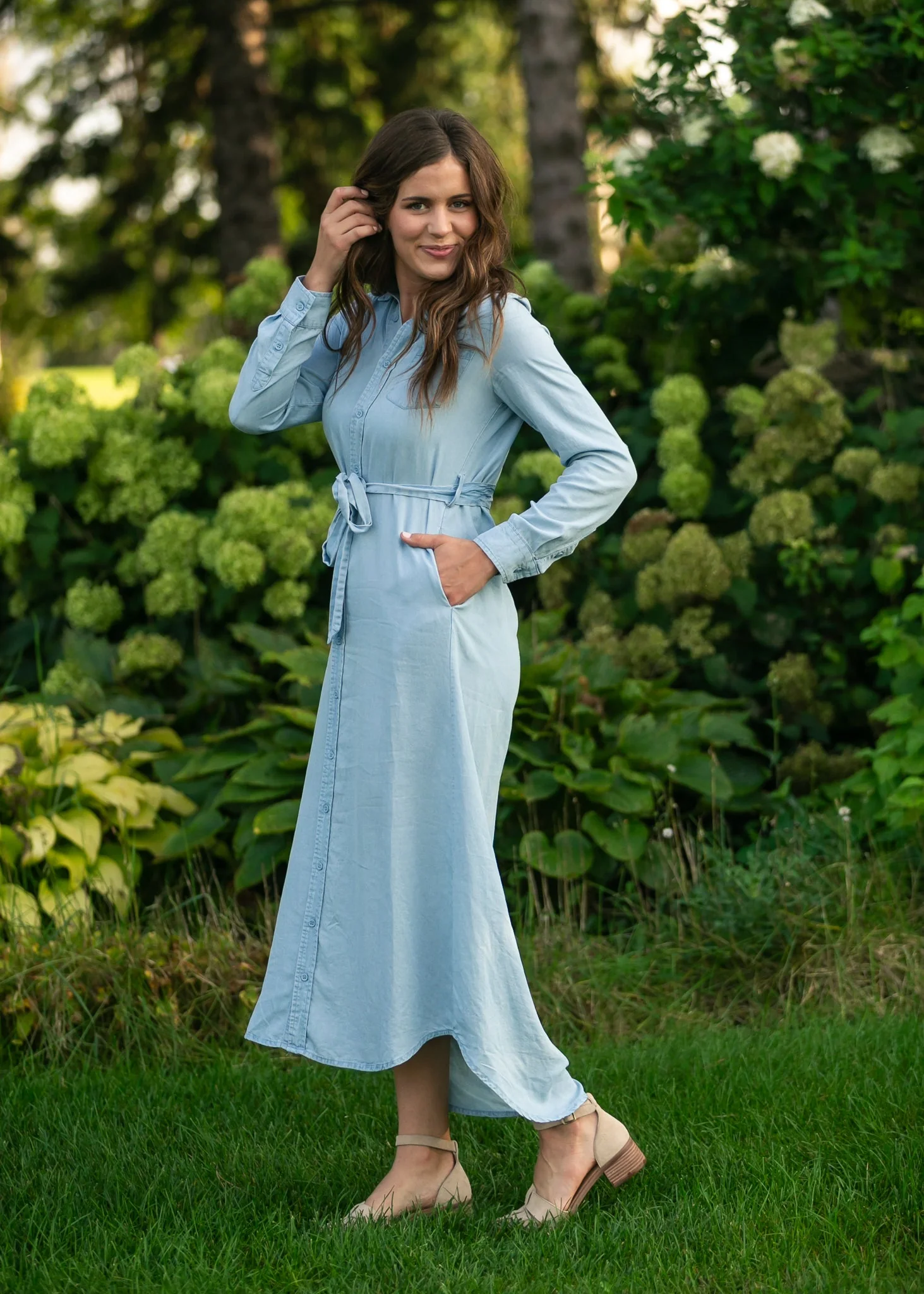 Hazel Chambray Long Sleeve Dress - Image 9