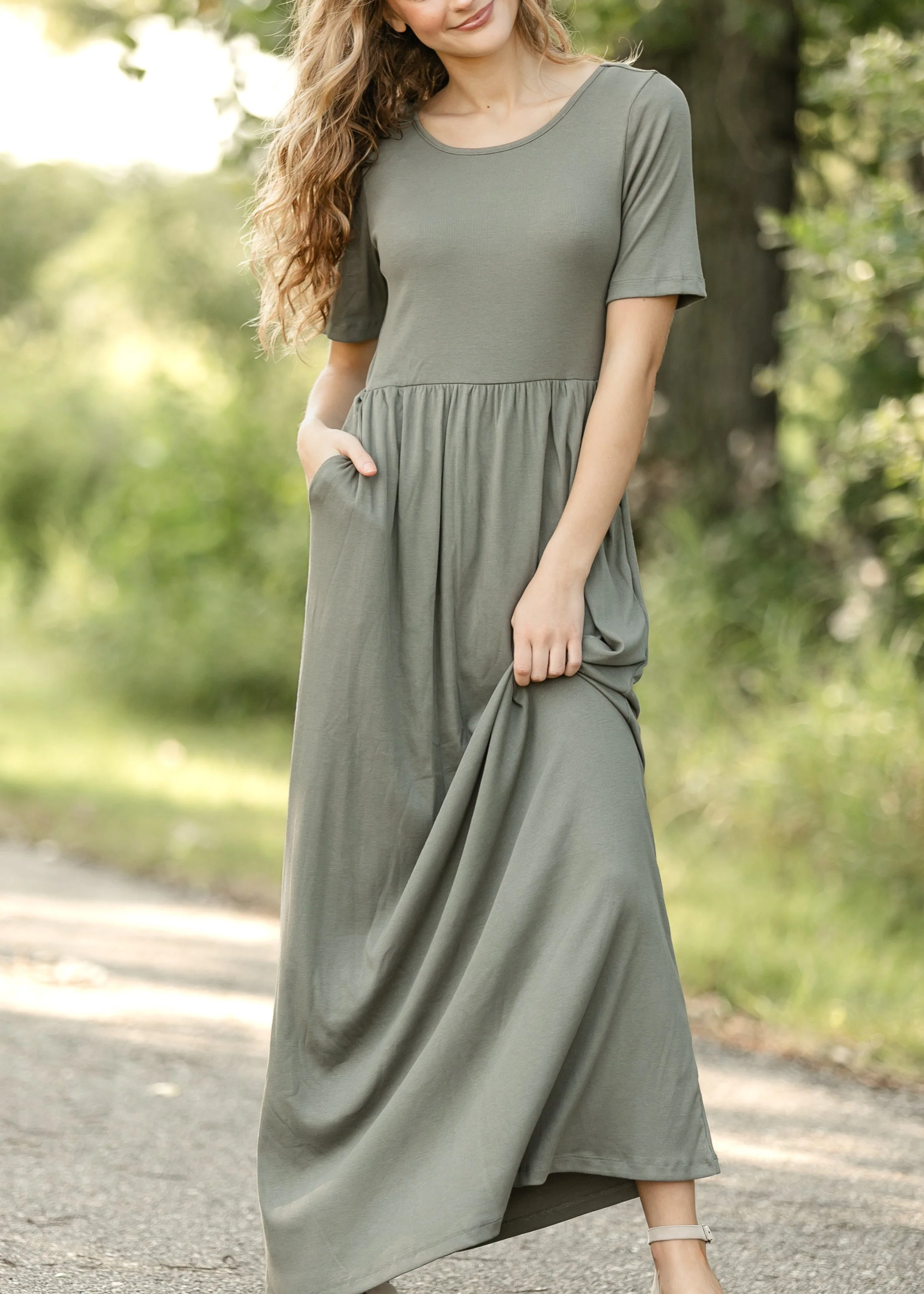 Jasmine Olive Ribbed Maxi Dress - Image 2