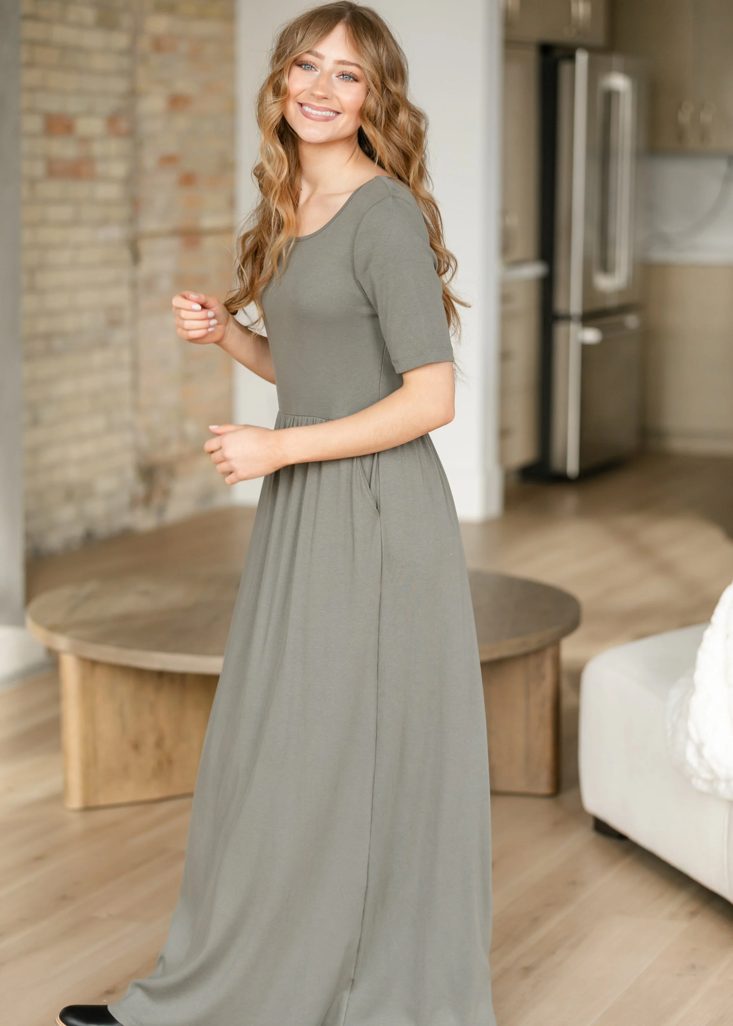 Jasmine Olive Ribbed Maxi Dress - Image 4