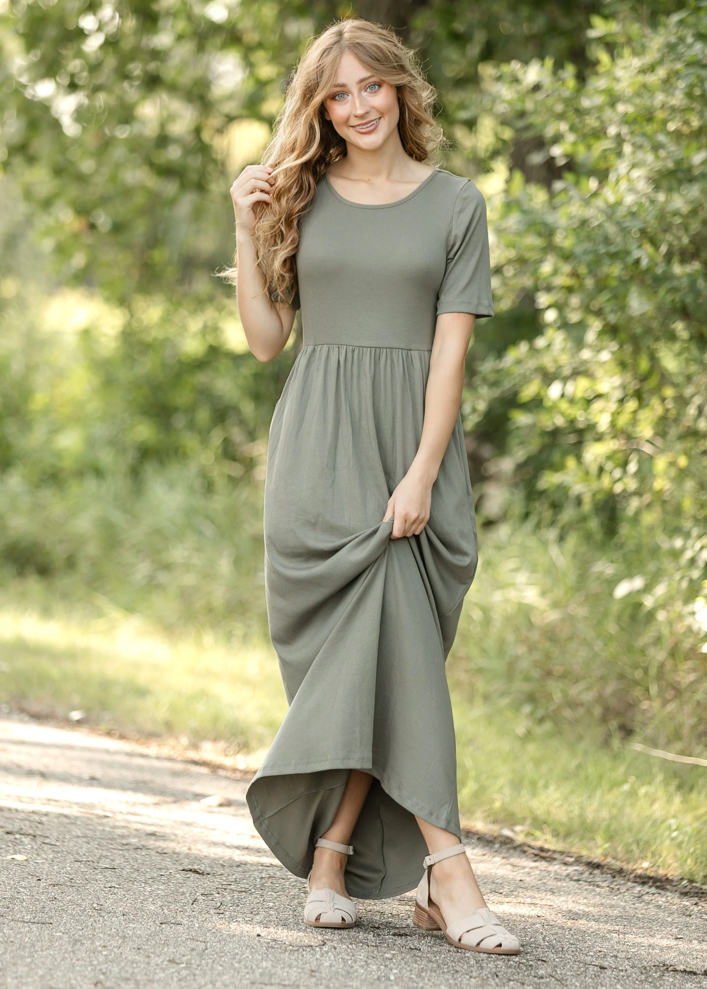 Jasmine Olive Ribbed Maxi Dress - Image 7