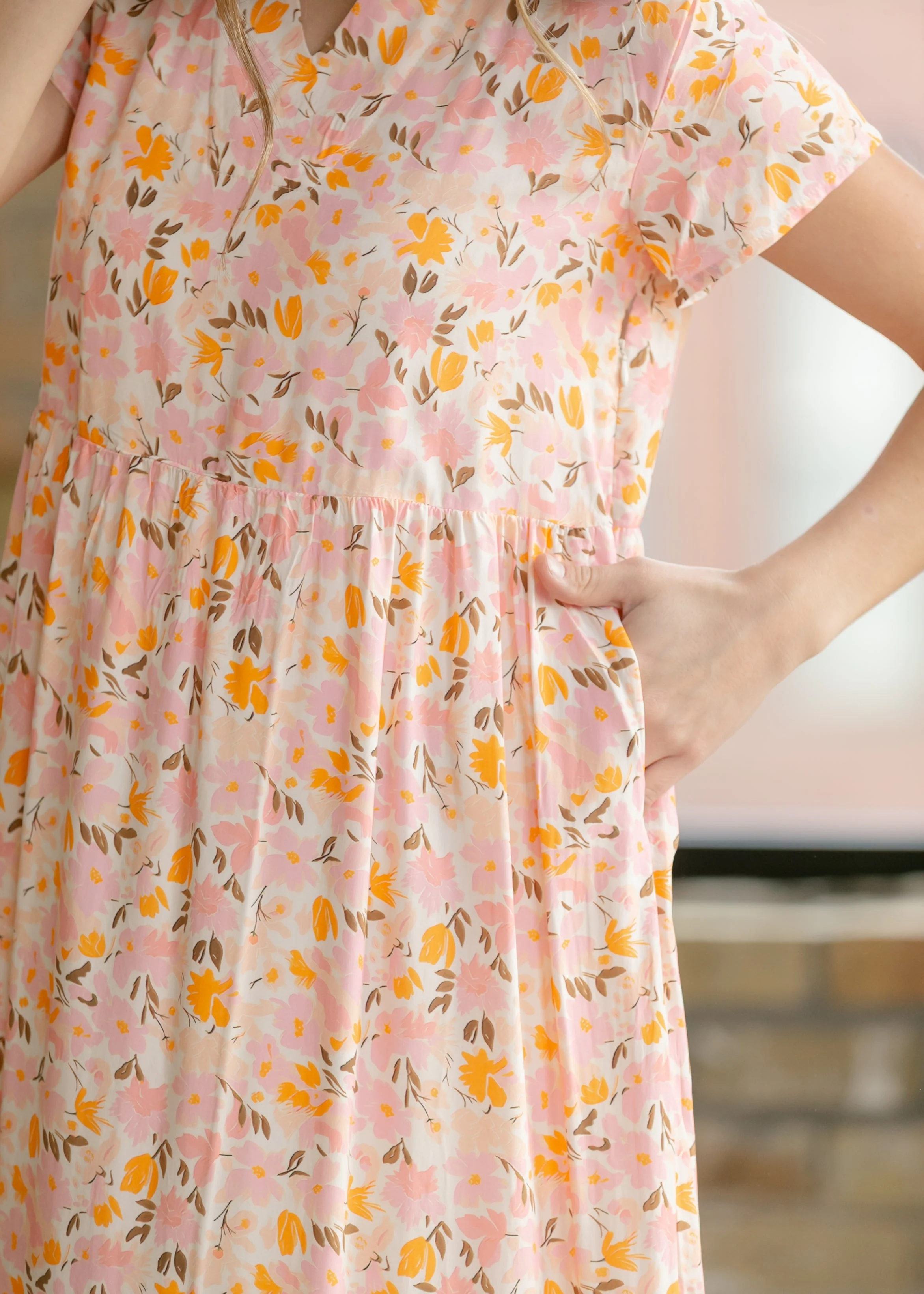 Jaydrien Floral Flutter Sleeve Midi Dress - Image 11