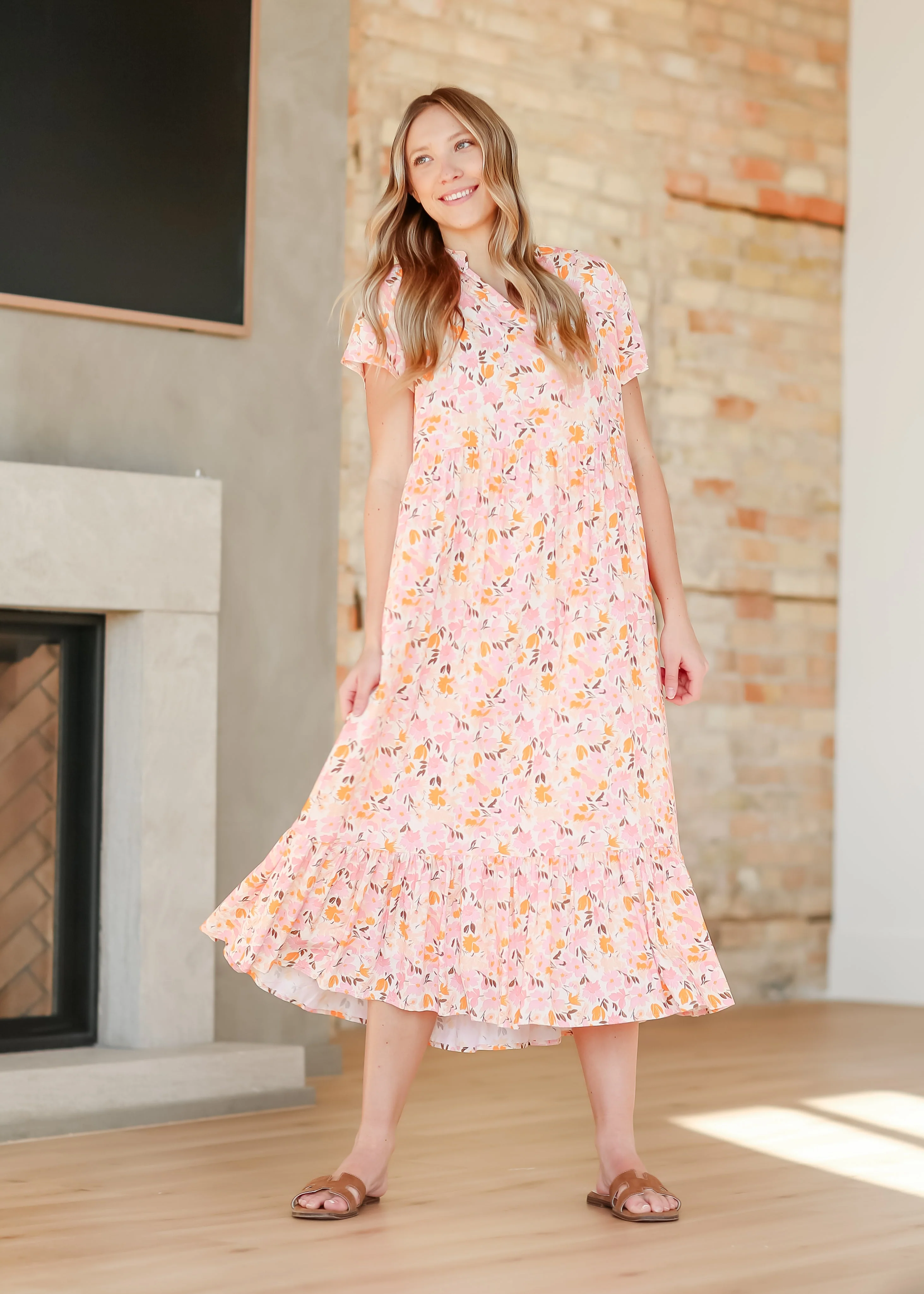 Jaydrien Floral Flutter Sleeve Midi Dress - Image 13