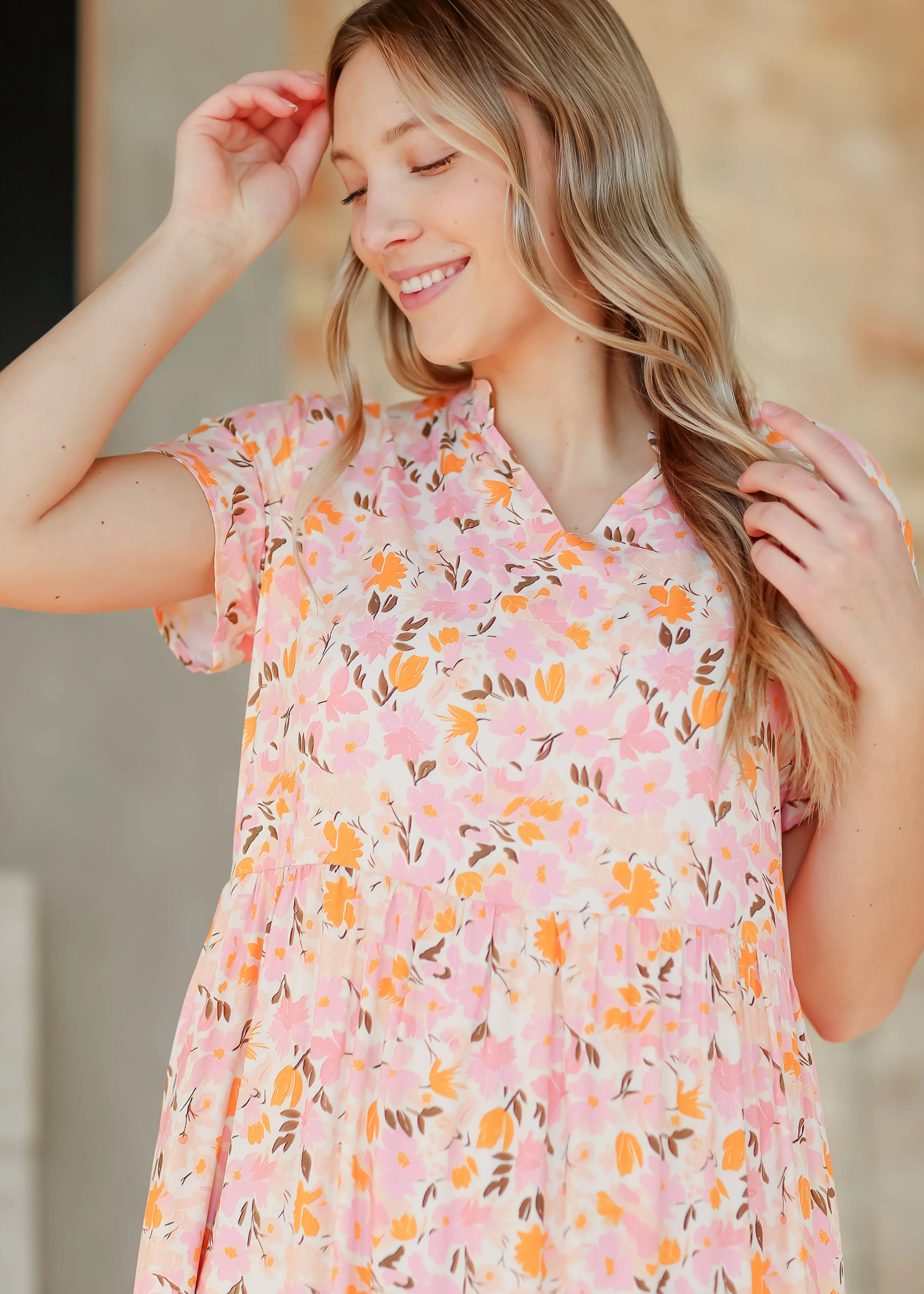 Jaydrien Floral Flutter Sleeve Midi Dress - Image 14
