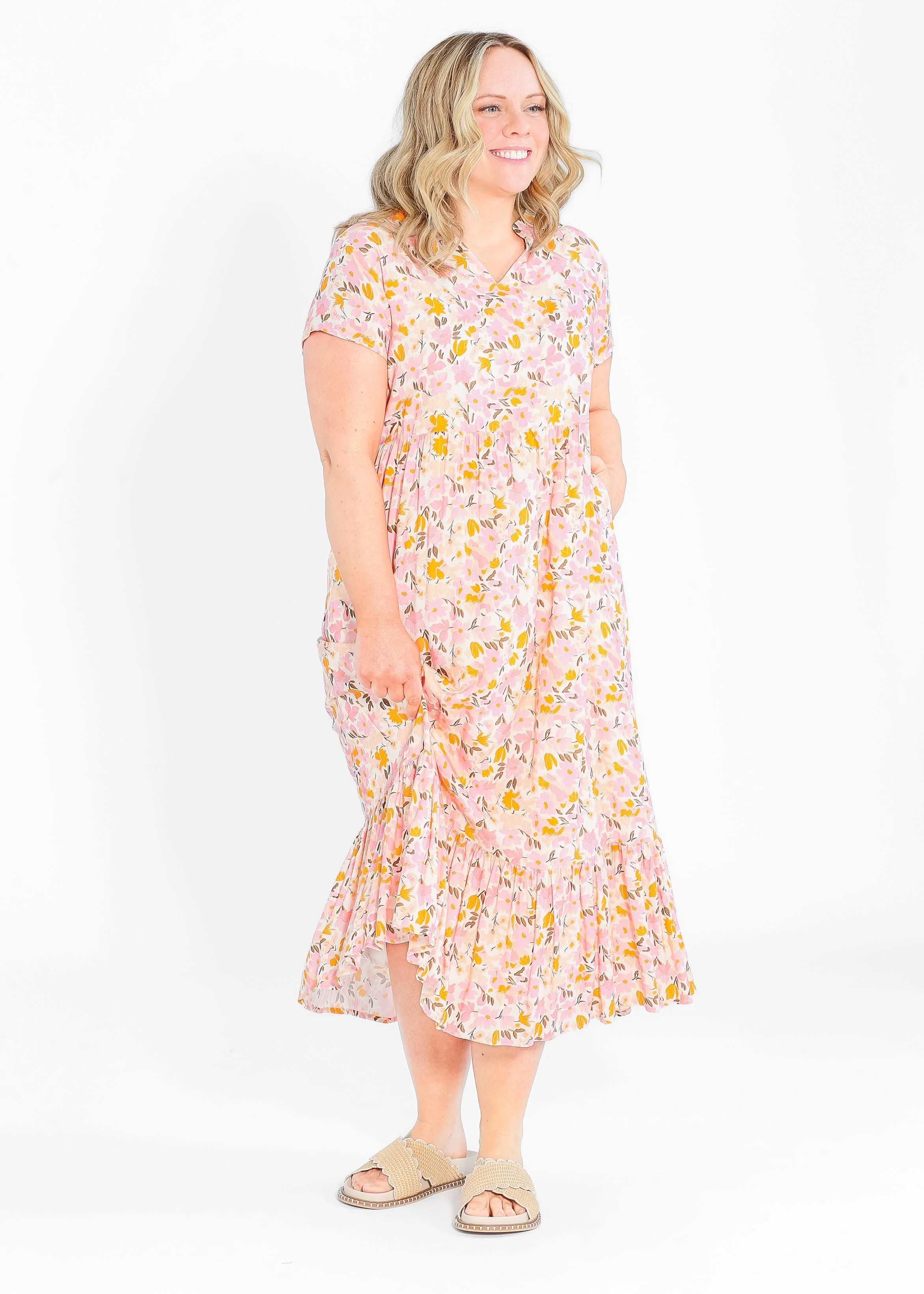 Jaydrien Floral Flutter Sleeve Midi Dress - Image 16