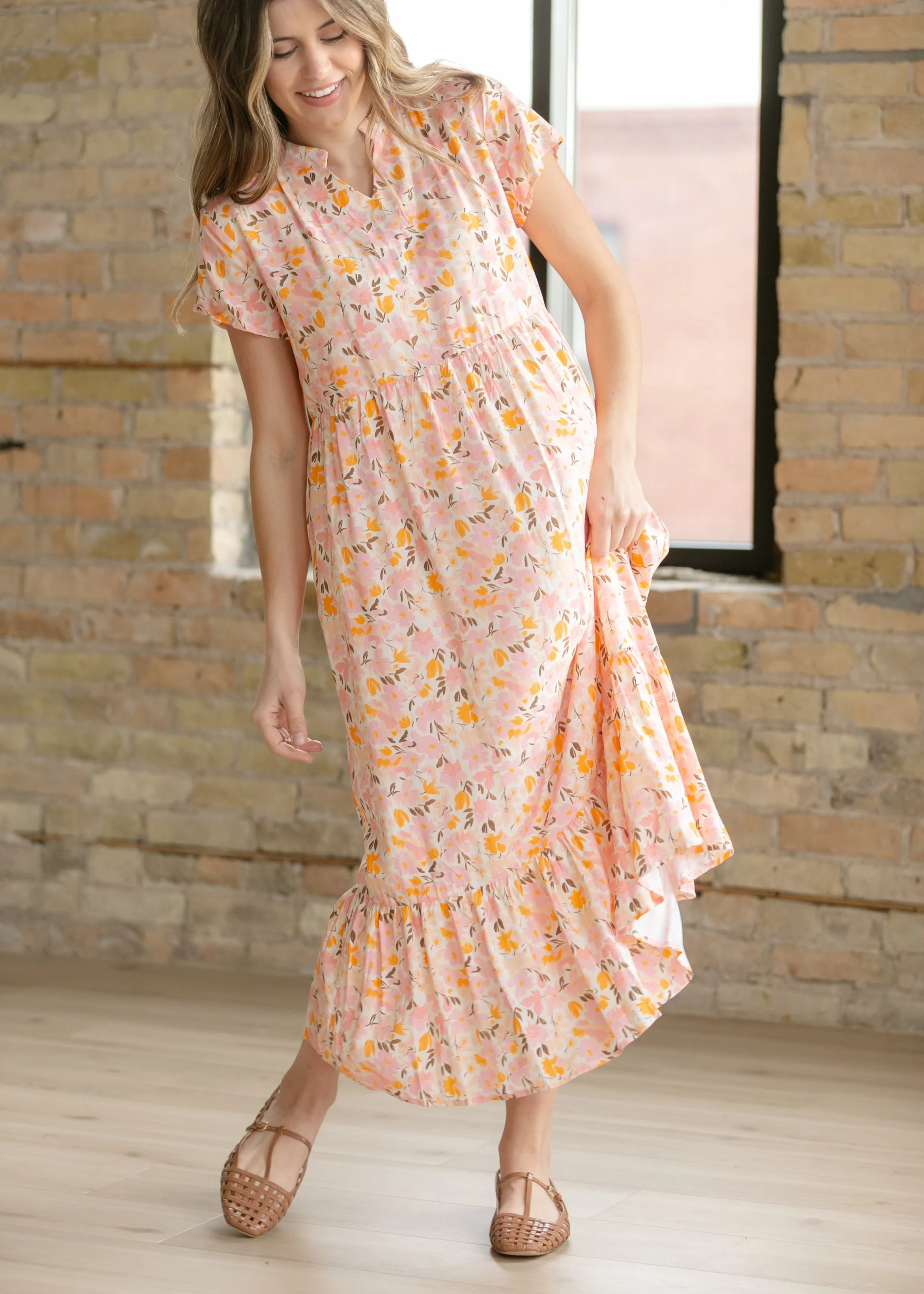 Jaydrien Floral Flutter Sleeve Midi Dress - Image 5