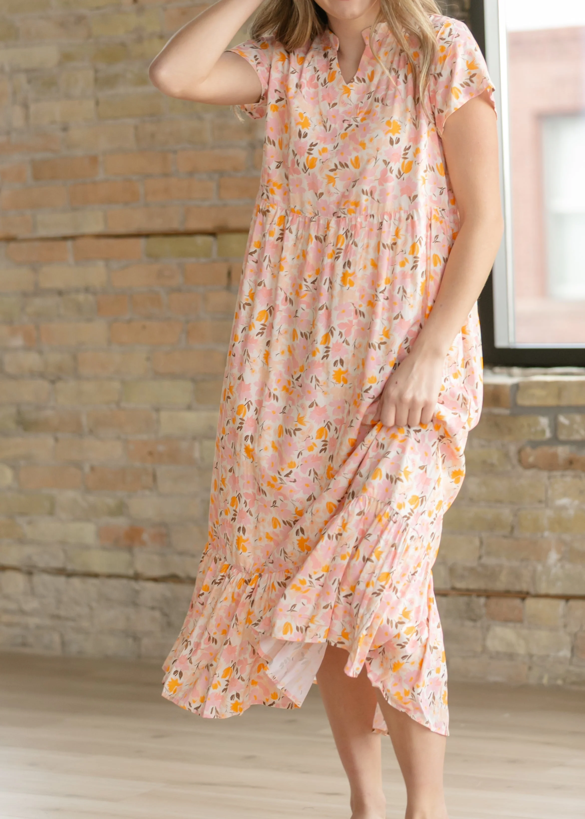 Jaydrien Floral Flutter Sleeve Midi Dress - Image 6