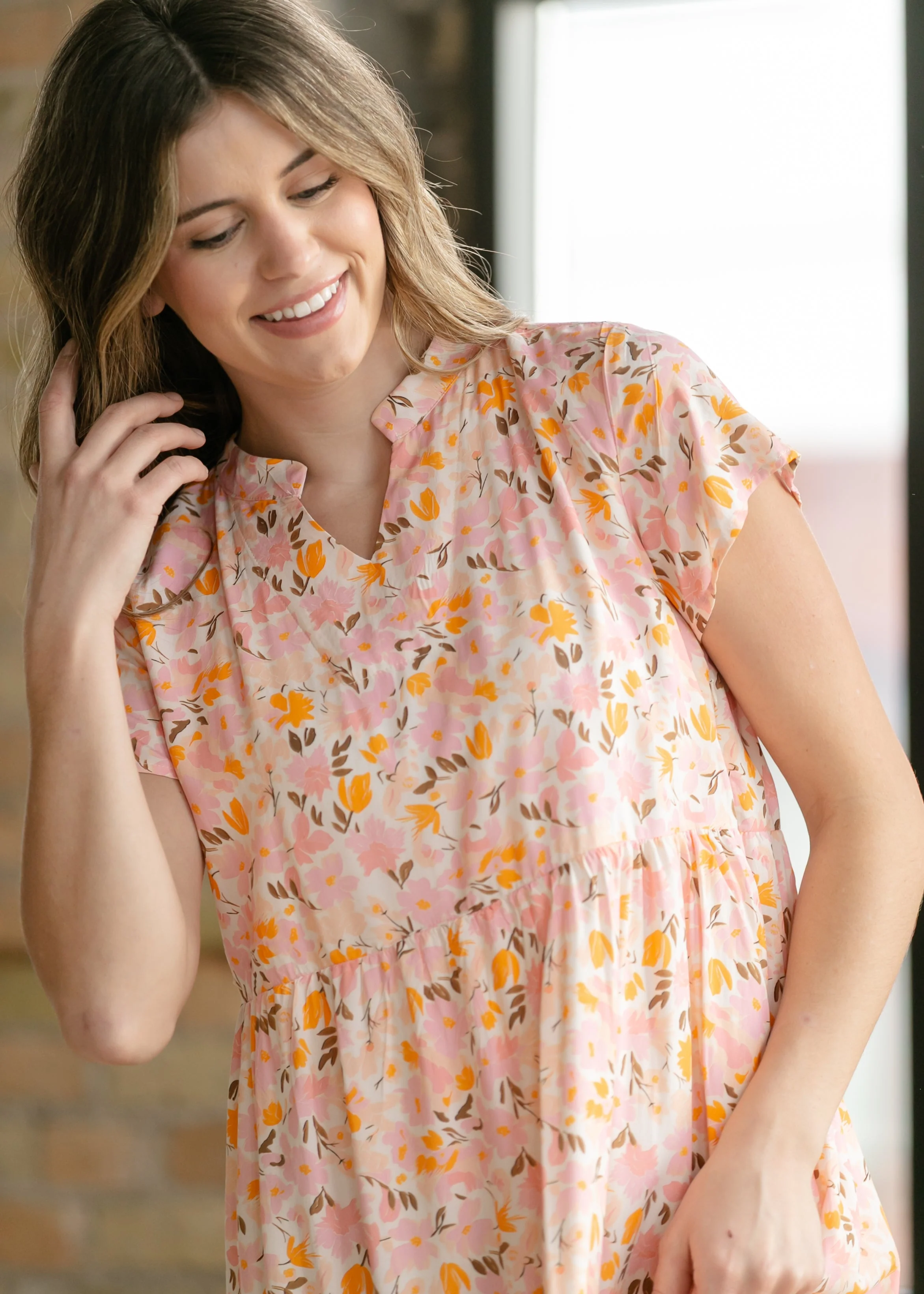 Jaydrien Floral Flutter Sleeve Midi Dress - Image 7