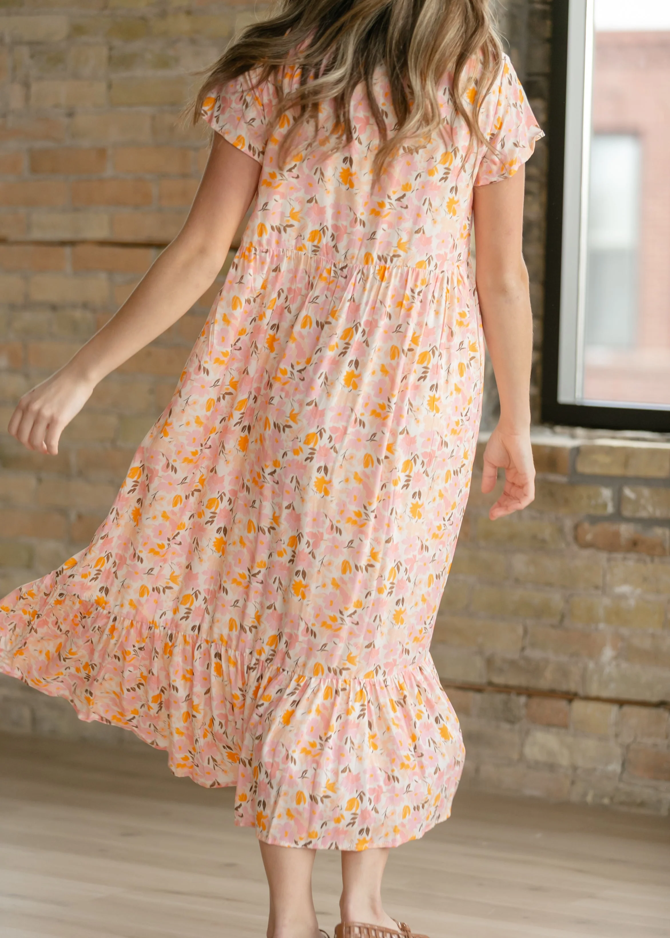 Jaydrien Floral Flutter Sleeve Midi Dress - Image 8