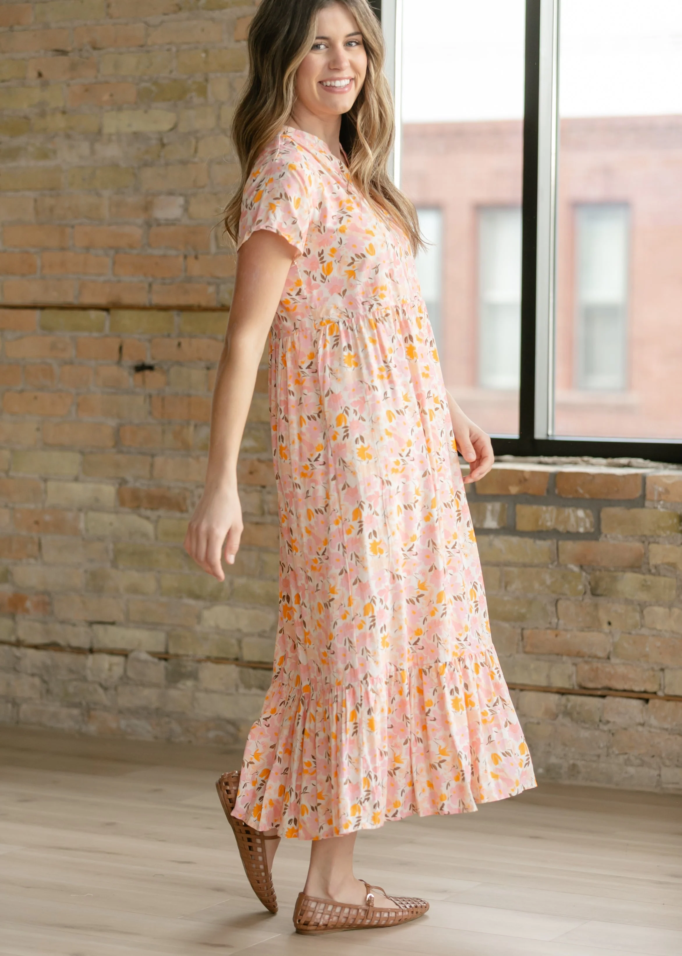 Jaydrien Floral Flutter Sleeve Midi Dress - Image 9