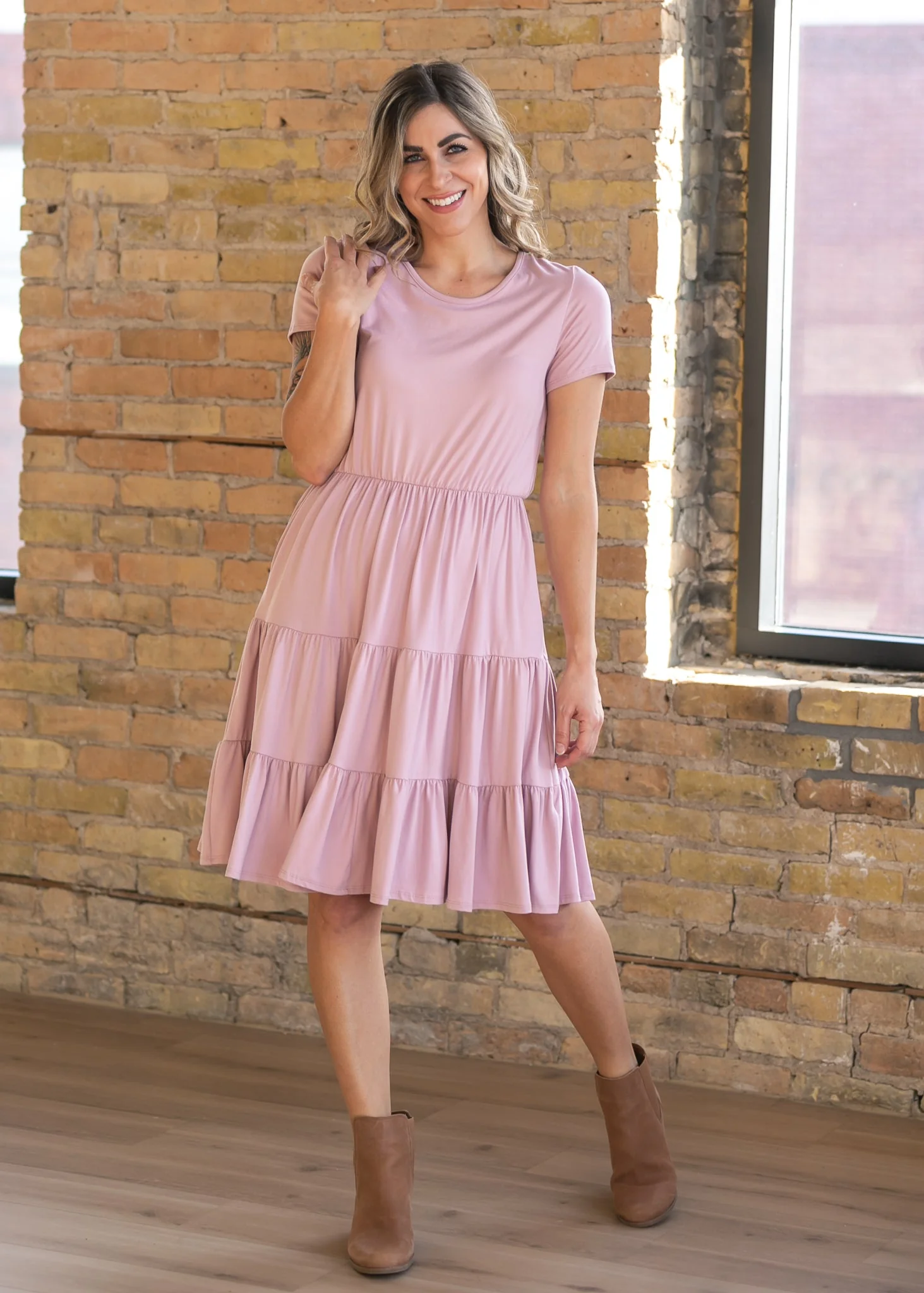 Jenna Knit Short Sleeve Tiered Midi Dress - FINAL SALE - Image 3