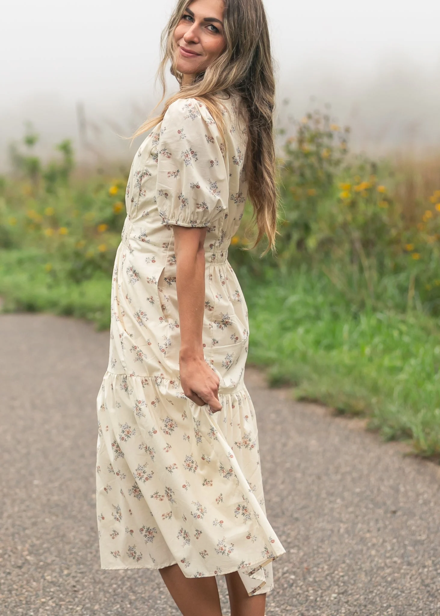 Katrina Half Sleeve Floral Midi Dress - Image 12