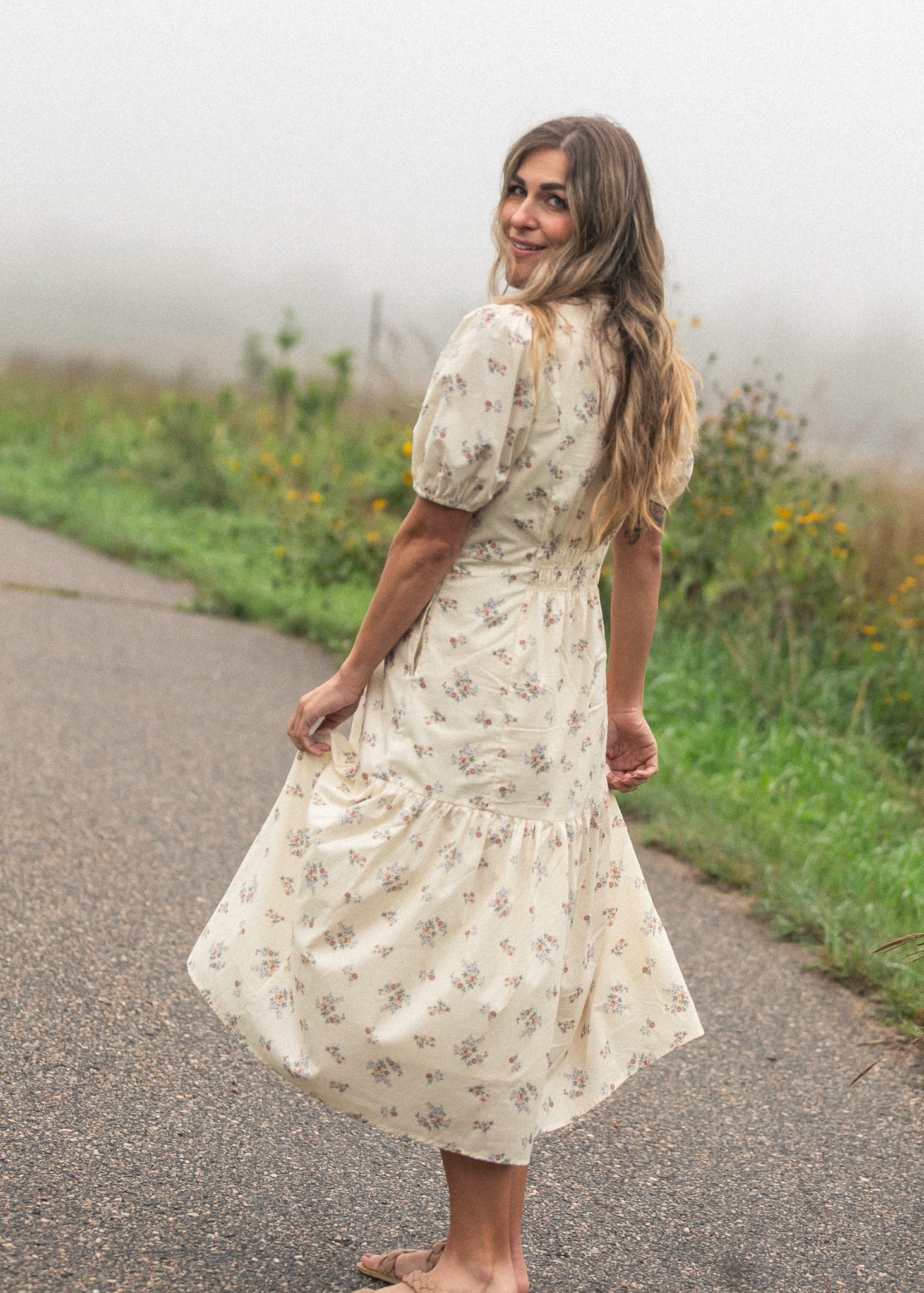 Katrina Half Sleeve Floral Midi Dress - Image 13