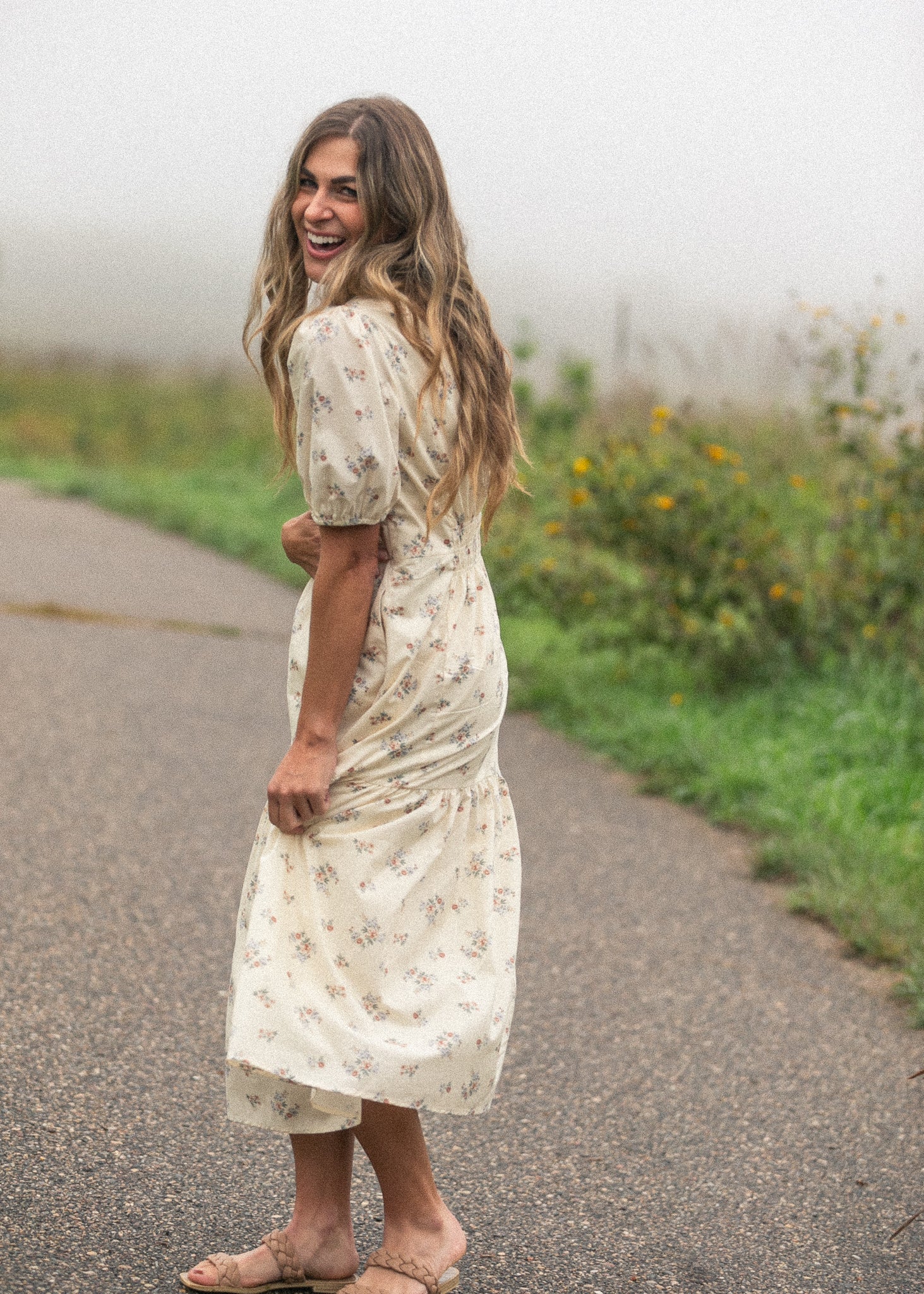 Katrina Half Sleeve Floral Midi Dress - Image 14