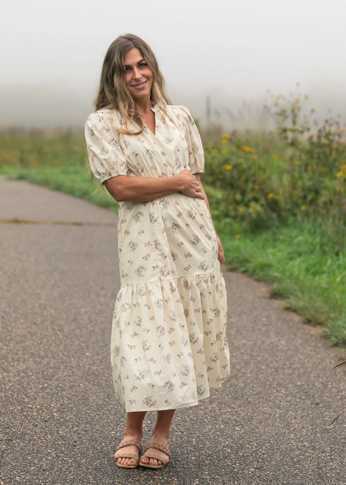 Katrina Half Sleeve Floral Midi Dress - Image 5