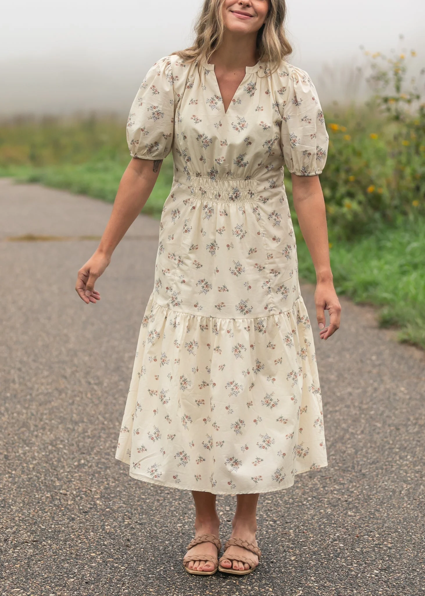 Katrina Half Sleeve Floral Midi Dress - Image 6
