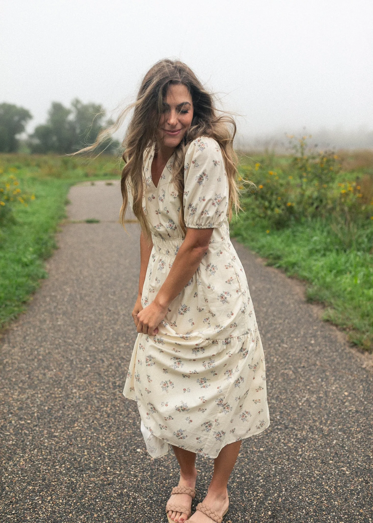 Katrina Half Sleeve Floral Midi Dress - Image 7