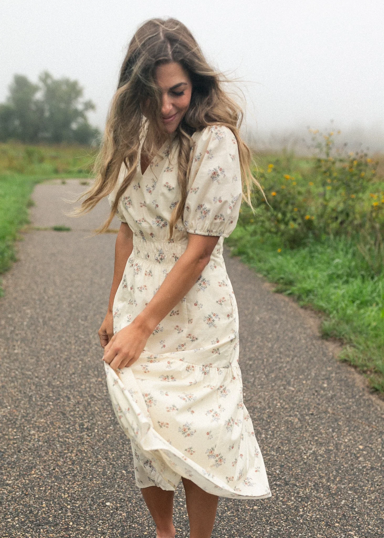 Katrina Half Sleeve Floral Midi Dress - Image 8