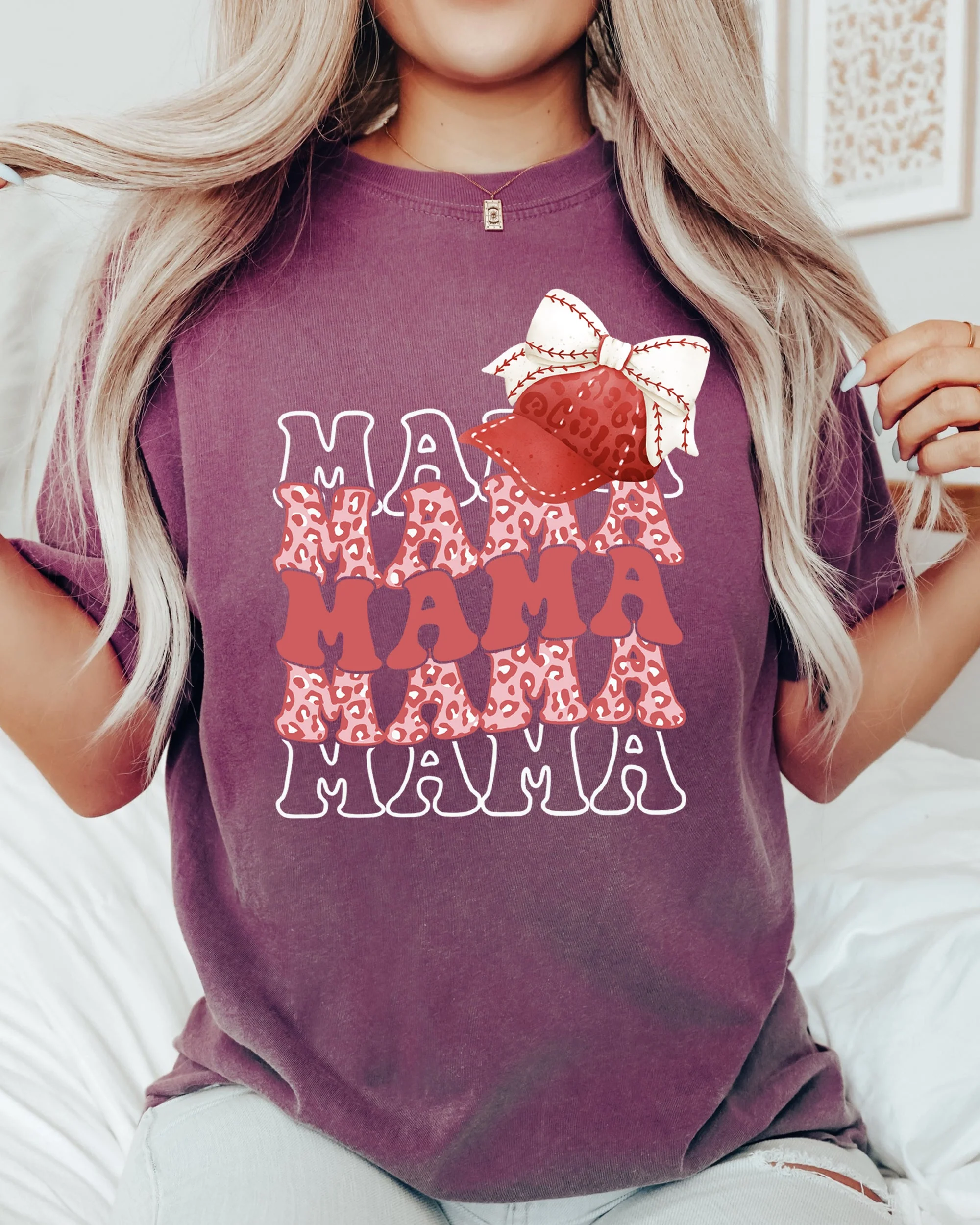 Mama, Mama, Mama, Baseball Hat, Coquette Aesthetic, Mom, Mother, Retro Tshirt Comfort Colors T-Shirt - Image 3