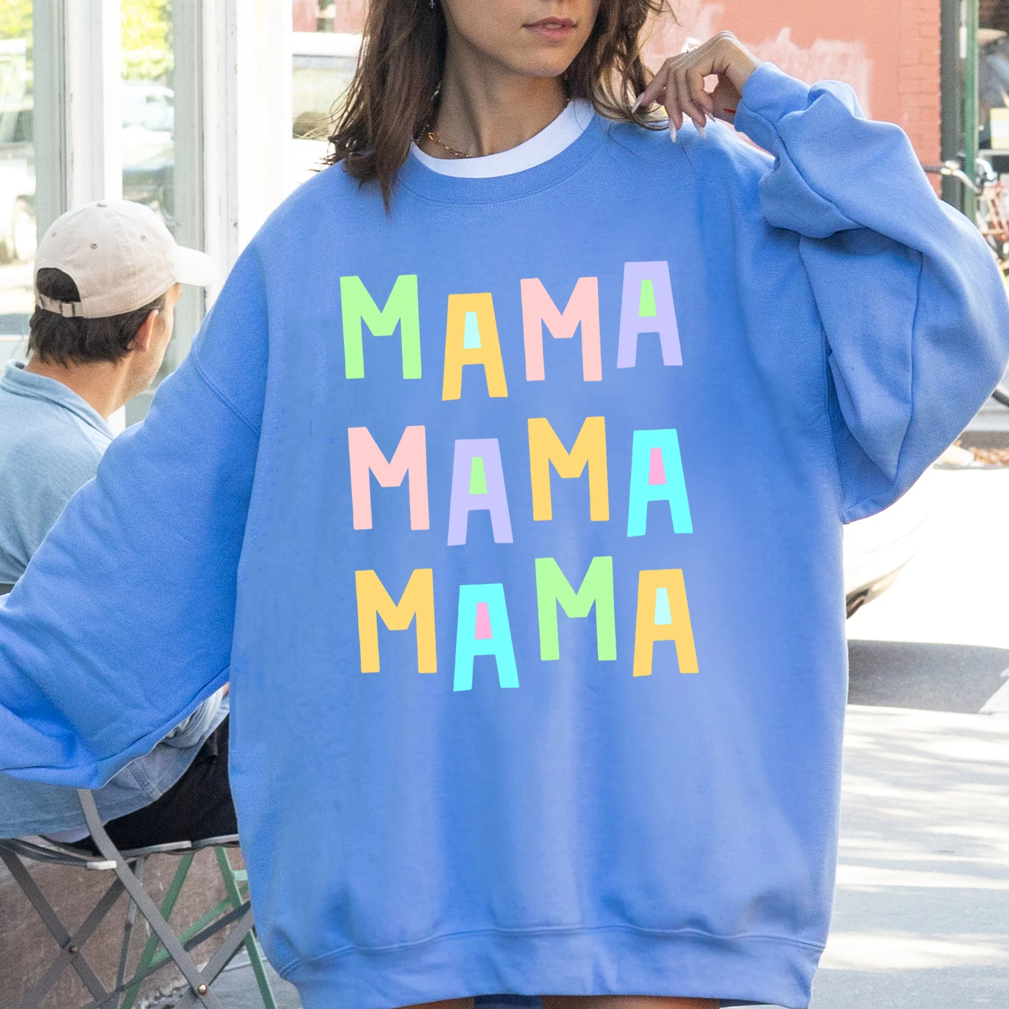 Mama Mama Mama Sweatshirt, Positivity, Funny, Sarcastic, Mom Gift, Mental Health, Colorful, Pastel, Crewneck, Crew Neck Sweatshirt - Image 2