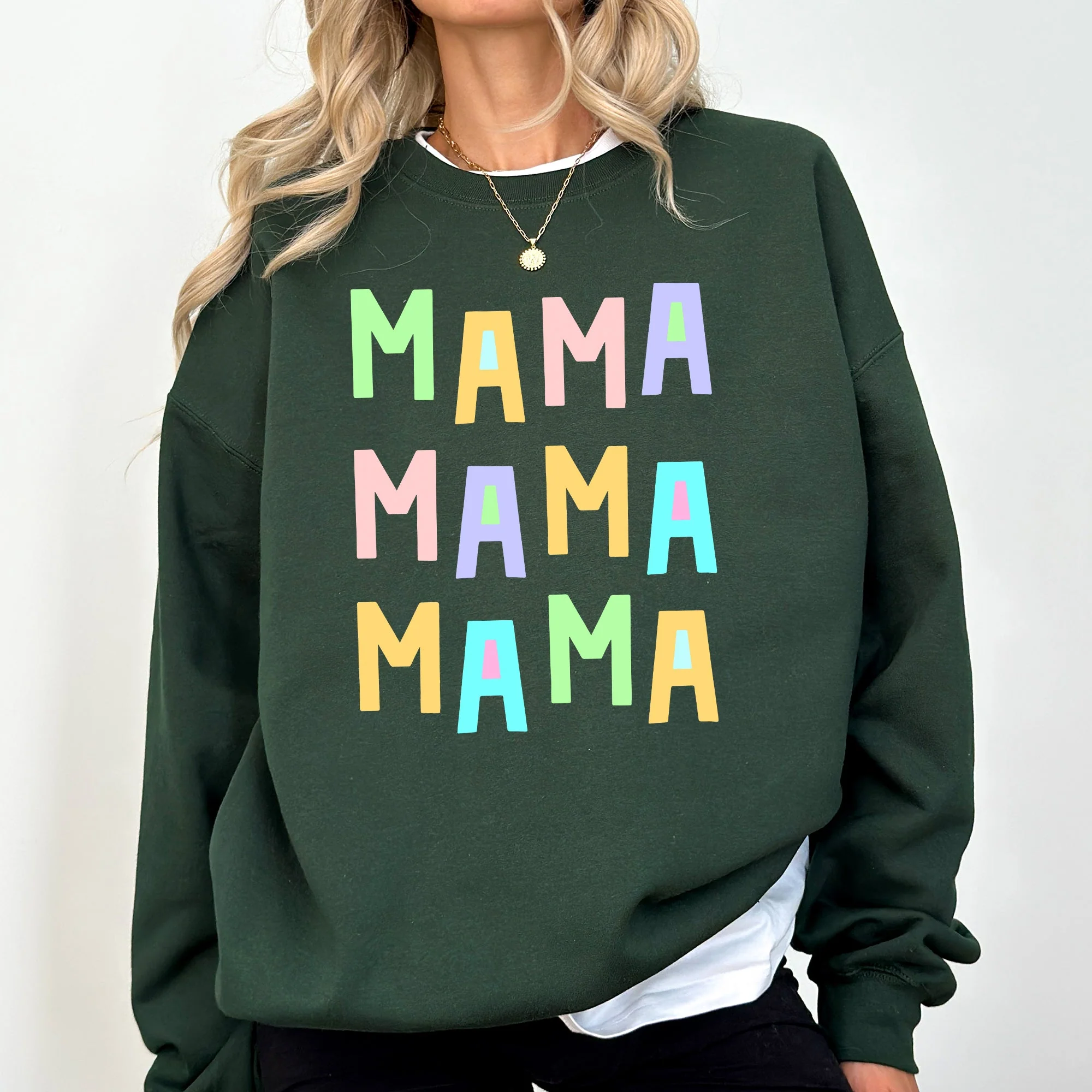 Mama Mama Mama Sweatshirt, Positivity, Funny, Sarcastic, Mom Gift, Mental Health, Colorful, Pastel, Crewneck, Crew Neck Sweatshirt - Image 3